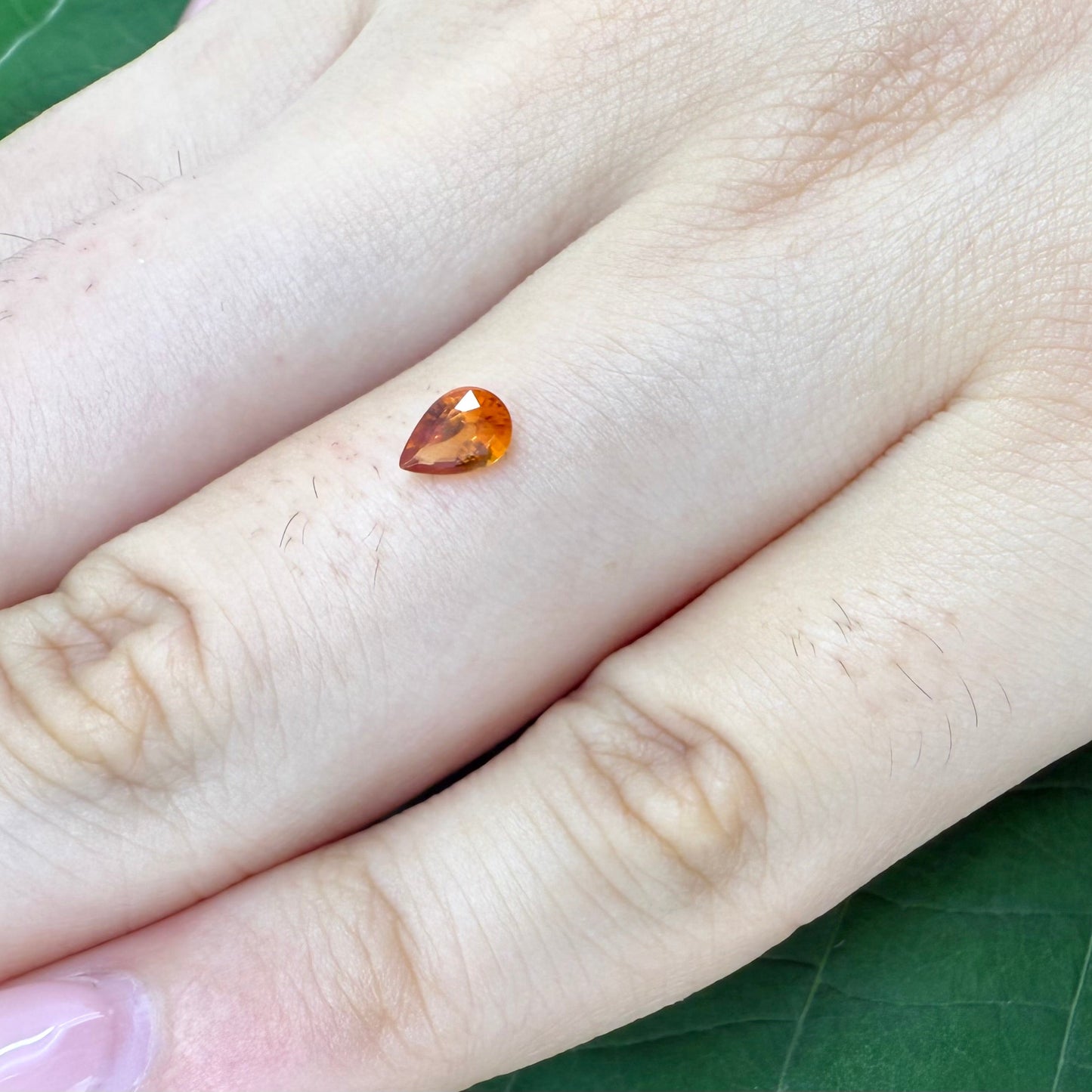 Natural Fiery Orange Spessartine gemstone, pear cut