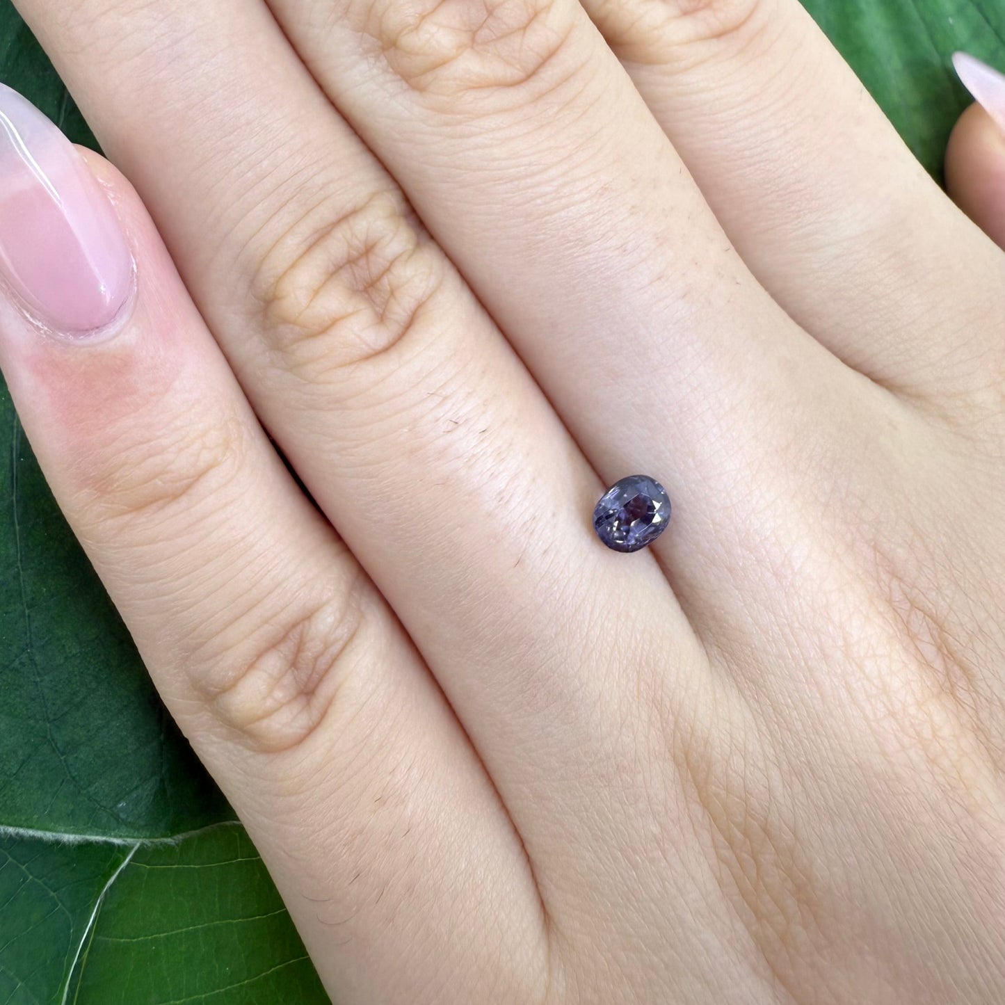 Loose Purple Grey Spinel gemstone, oval cut