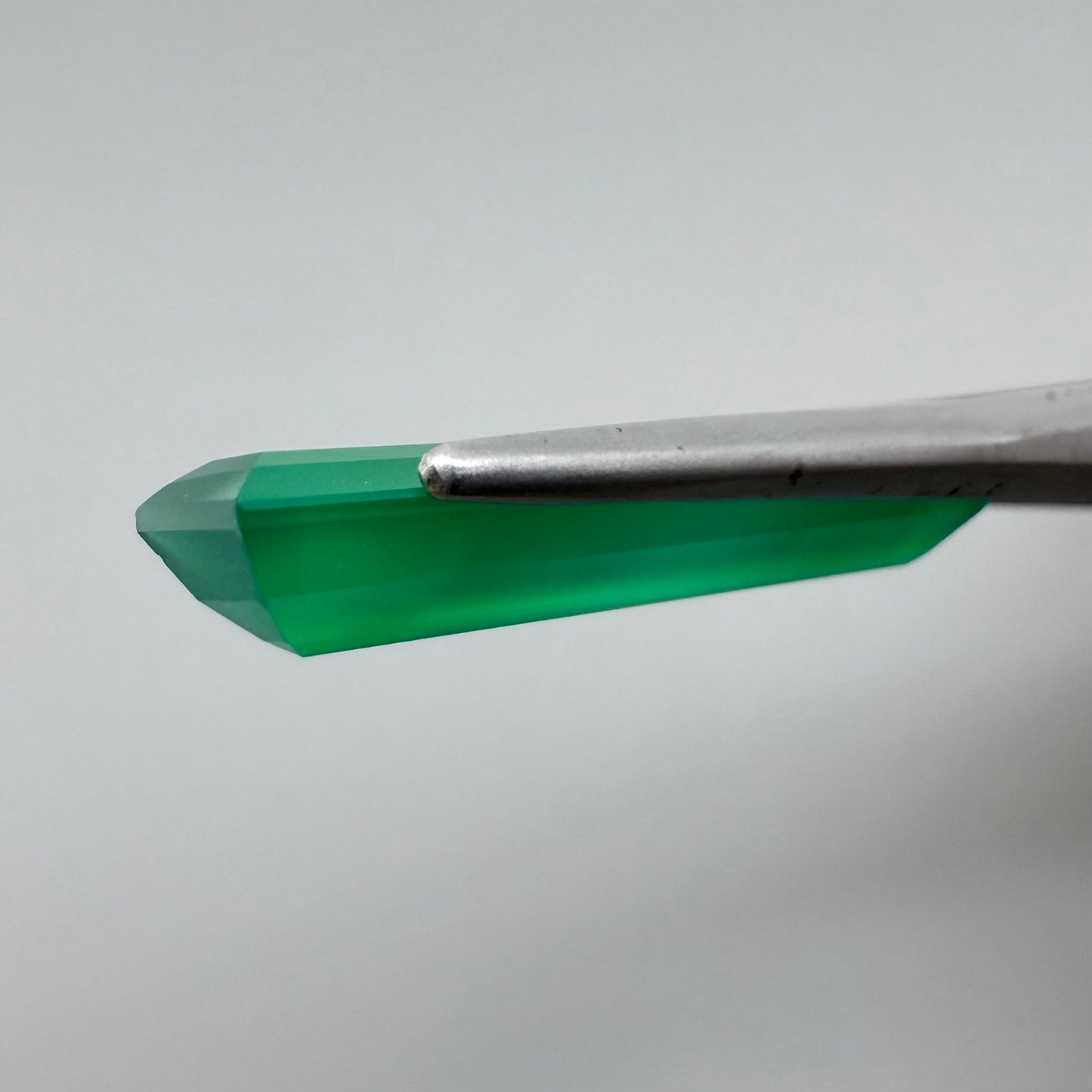 Bi-Color (Vibrant Green, White) Chalcedony Baguette 6.5 Ct