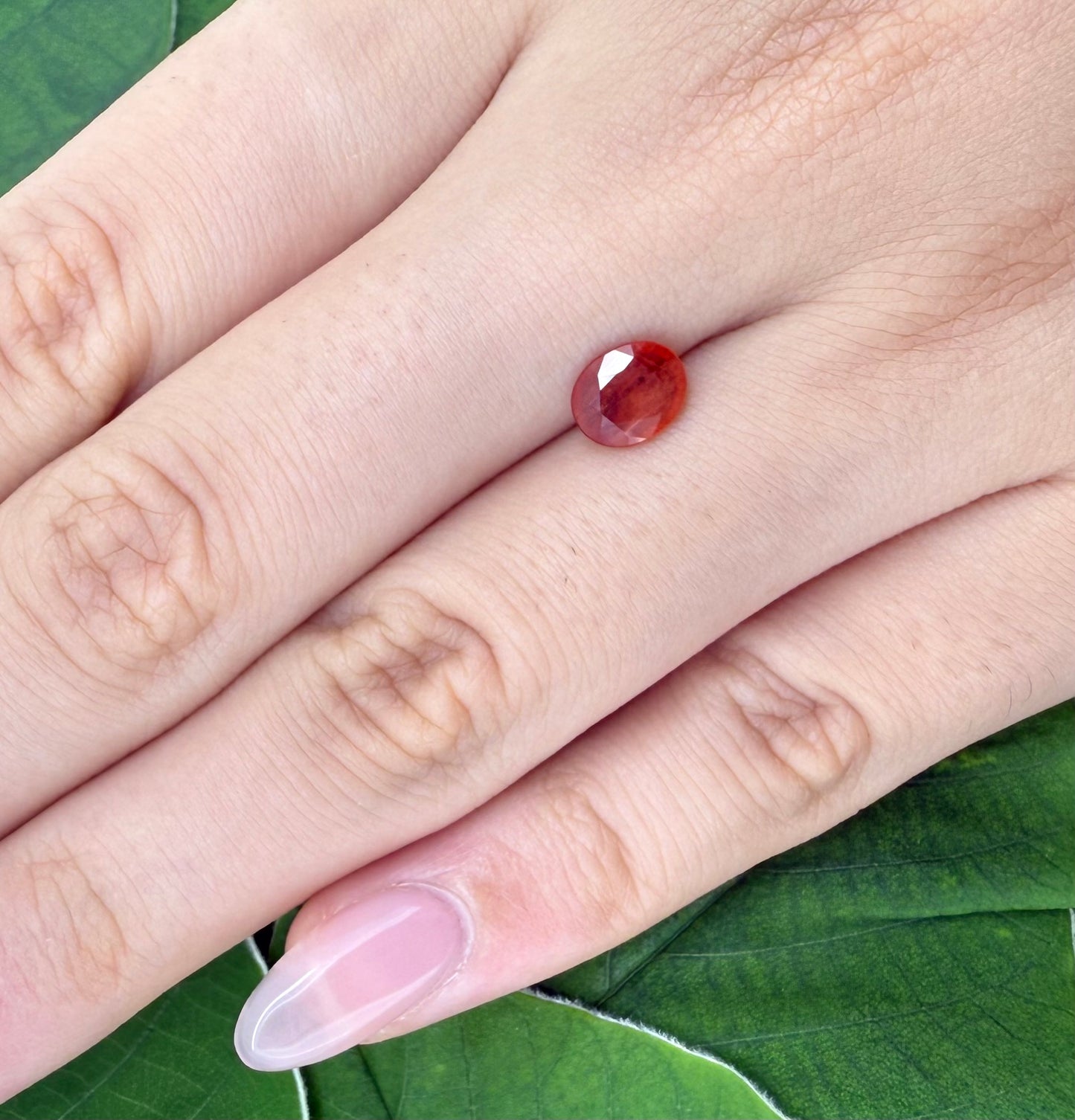 Orange Red Sapphire Oval 0.87 Ct