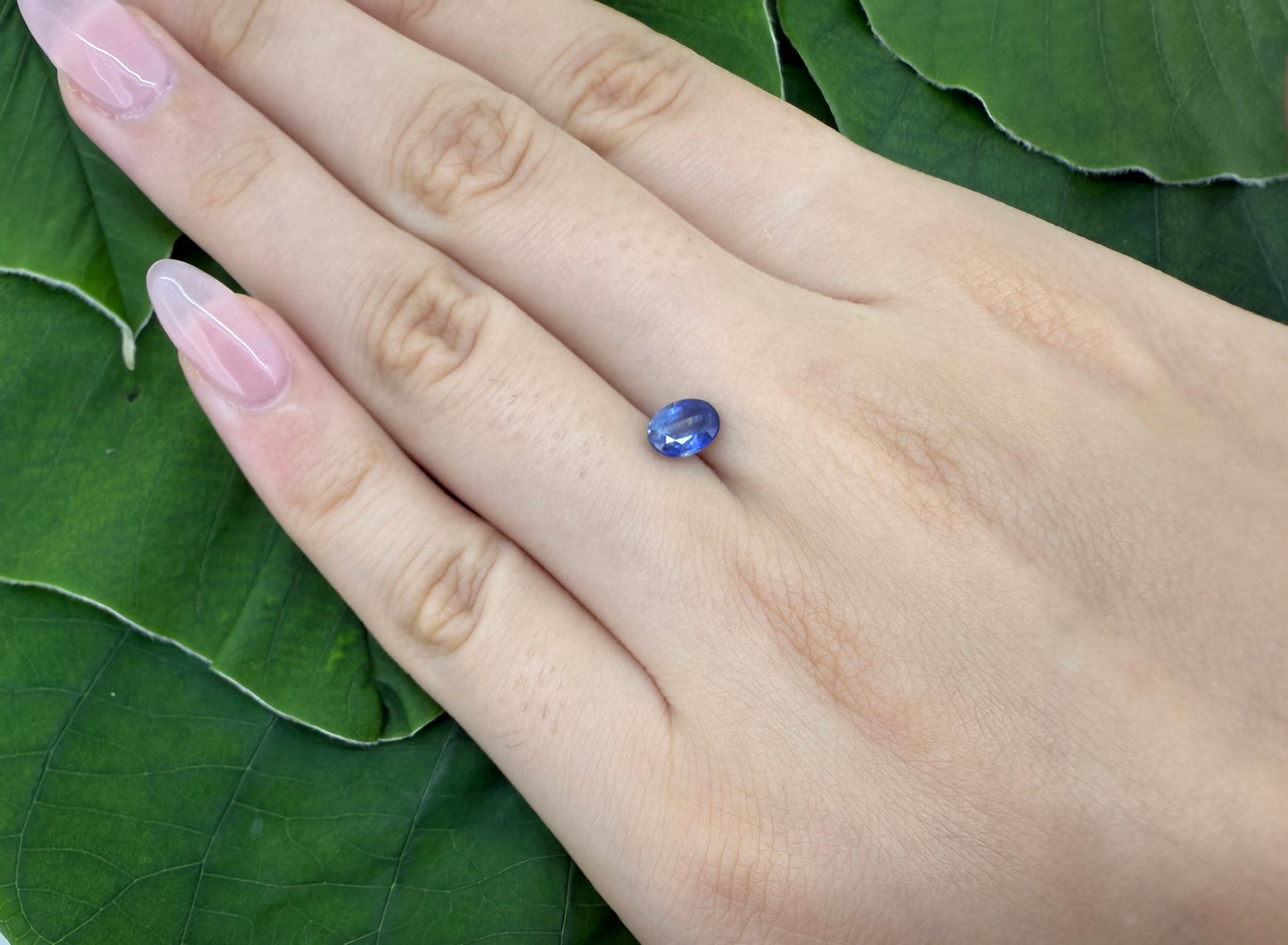 Pale Blue Hues Sapphire "Snow Landscape" Oval 0.84 Ct