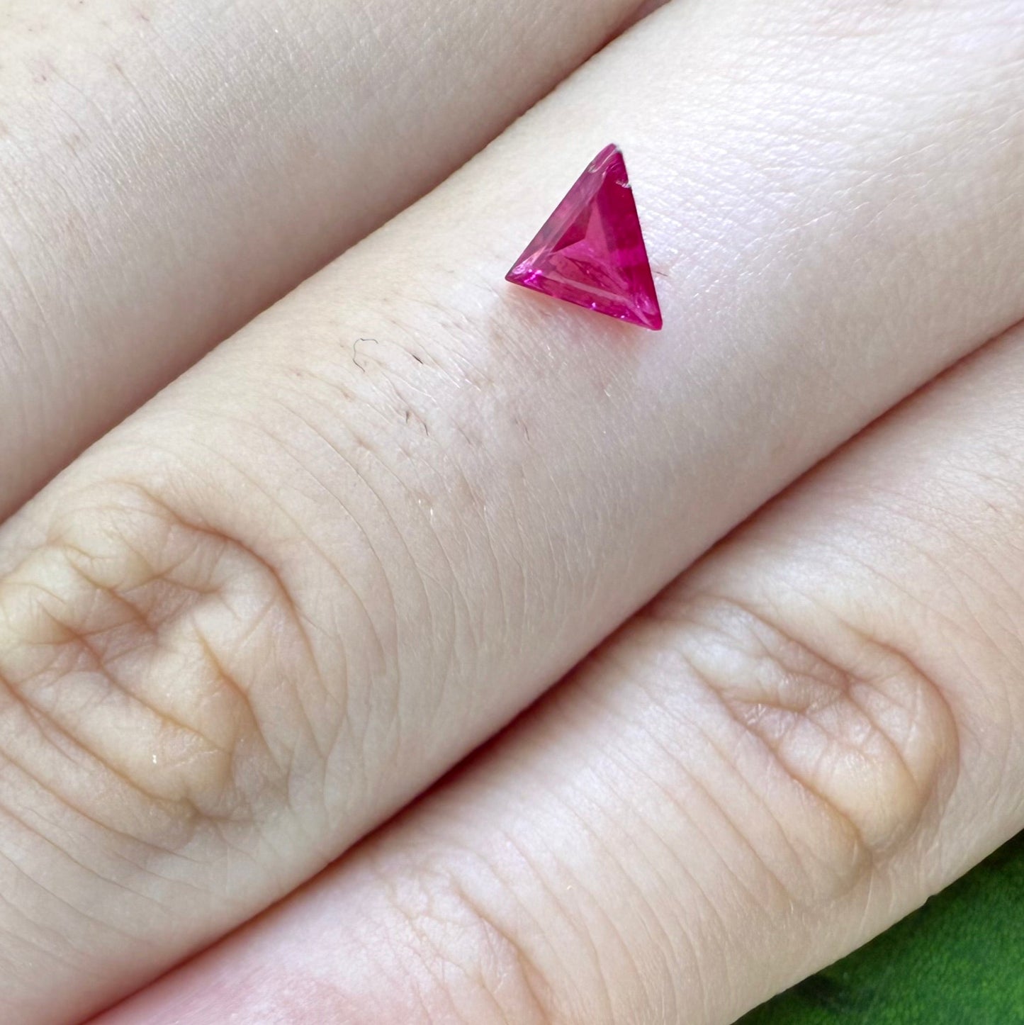 Natural Pink Red Ruby gemstone, triangle cut