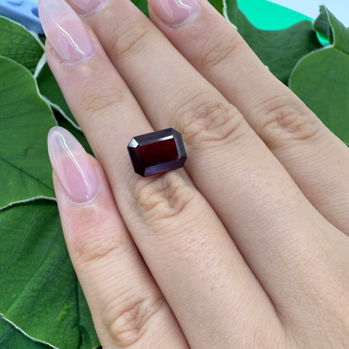 Natural Red Pyrope Garnet gemstone, emerald cut