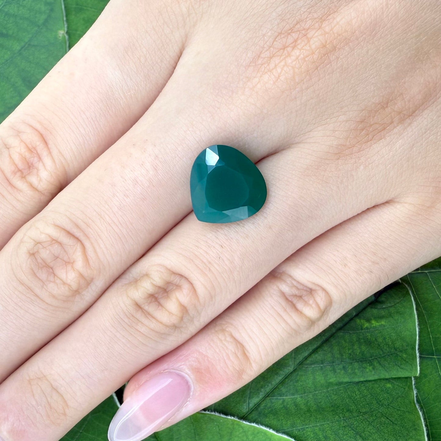 Natural Apple Green Chalcedony gemstone, pear cut