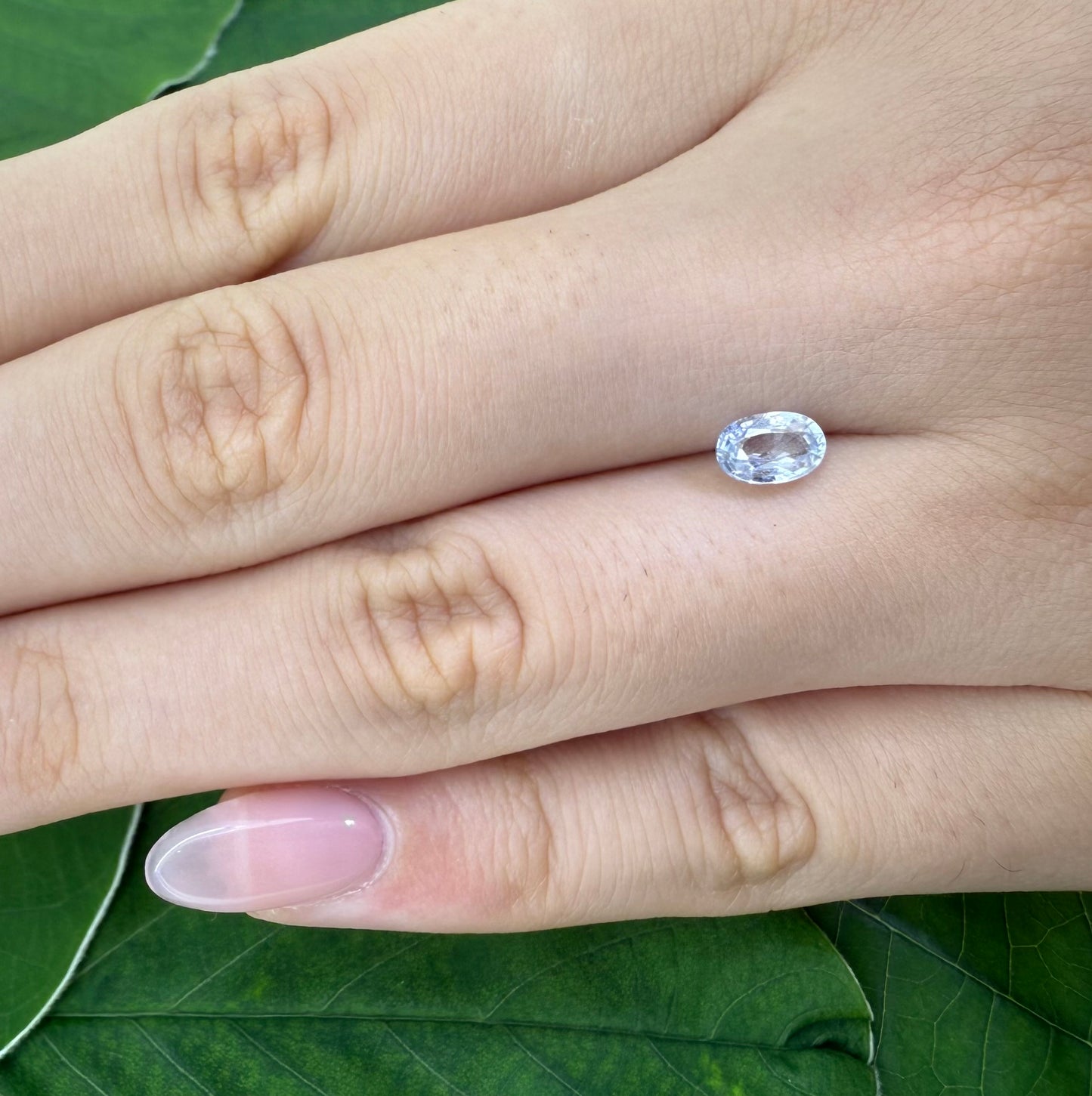 Bi-Color (Very Pale Blue White) Sapphire Oval 0.75 Ct