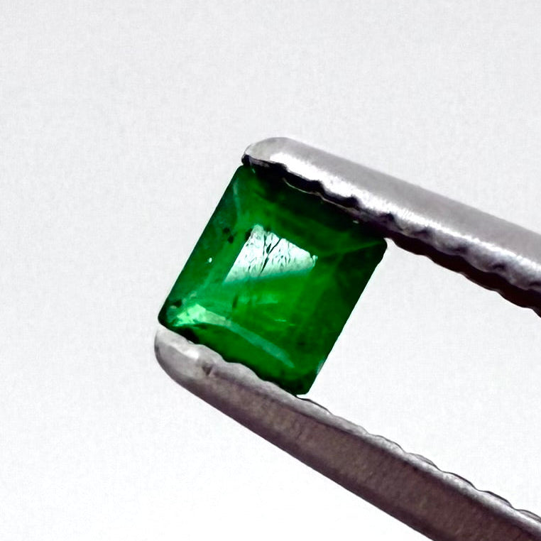 Small Vibrant Green Emerald Princess 0.1 Ct