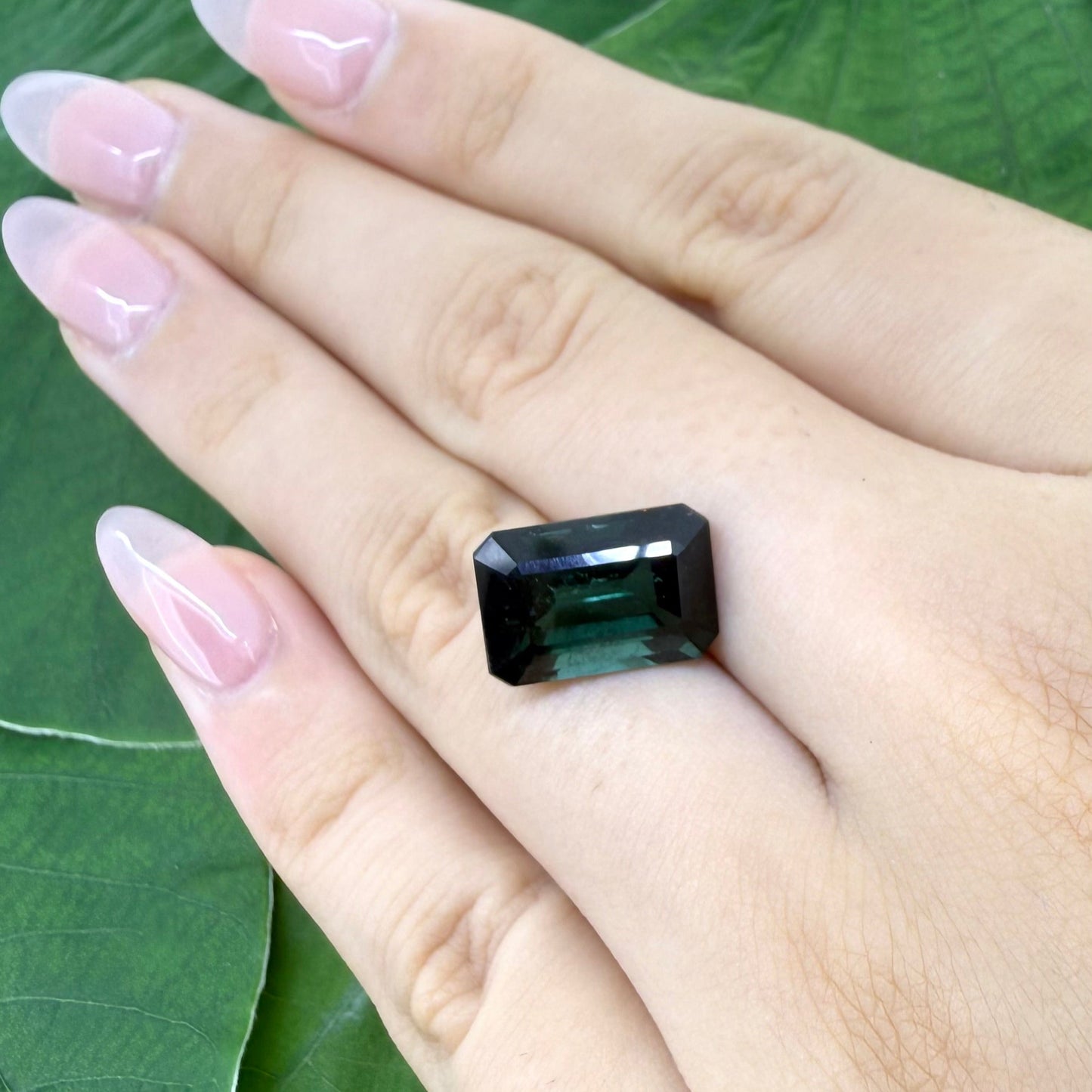 Loose Green Tourmaline gemstone, emerald cut