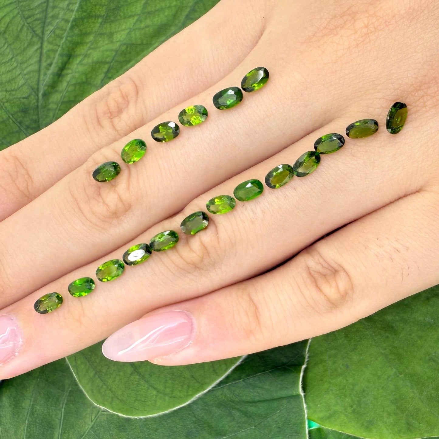 Loose Vibrant Green Diopside gemstone lot, oval cut