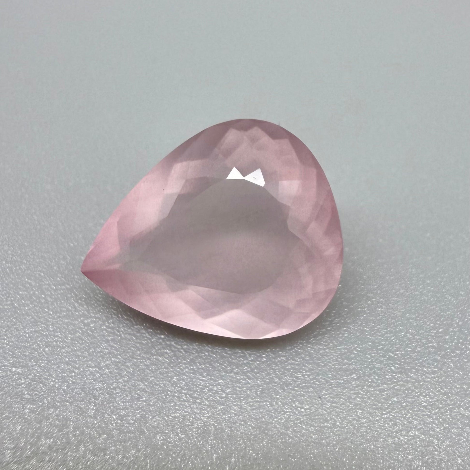 Loose Pale Pink Rose Quartz gemstone, pear shape