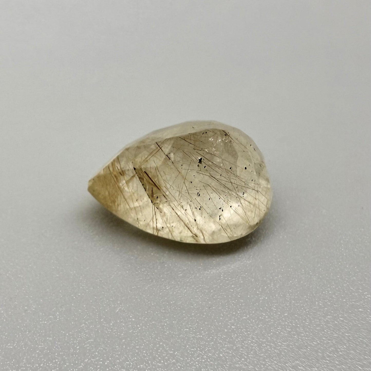 Big Clear Sand-Gold Rutilated Quartz Pear 12.51 Ct