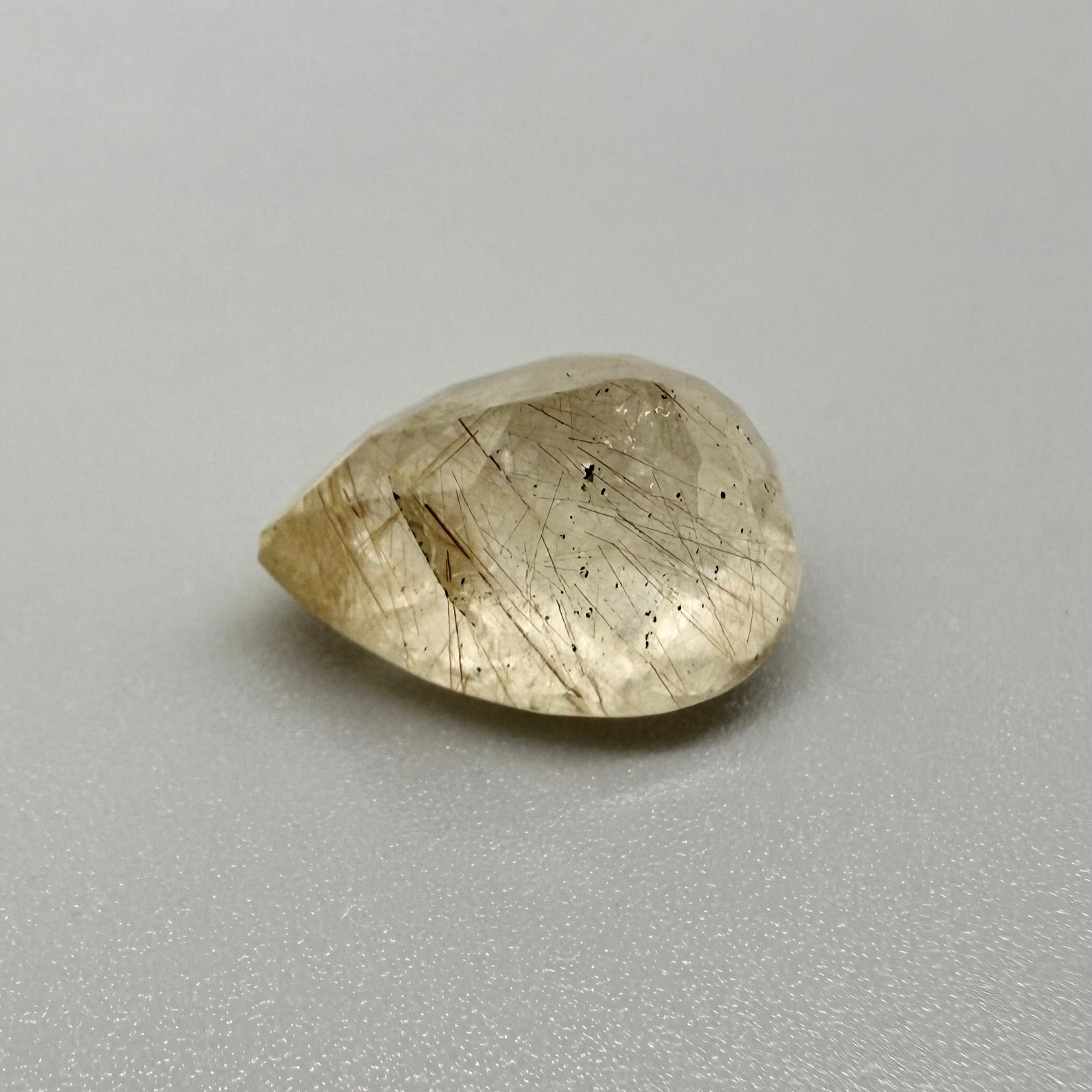 Natural Sand Gold Clear Rutilated Quartz gemstone, pear cut