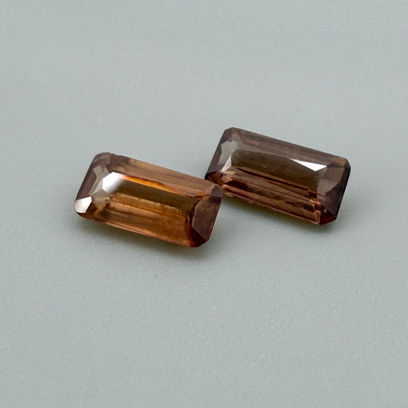 Peach Zircon Set Emerald Cut 1.89 Ct