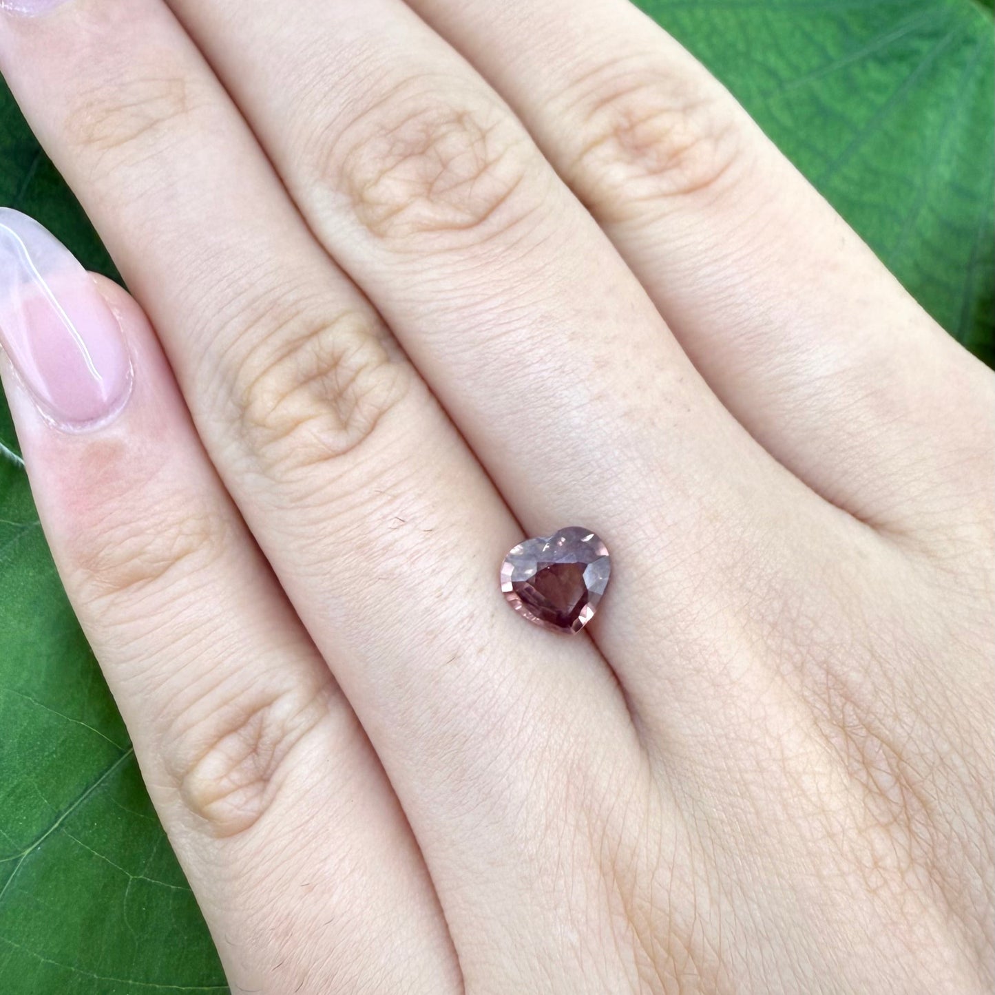 Loose Peach-Pink Zircon gemstone, heart shaped