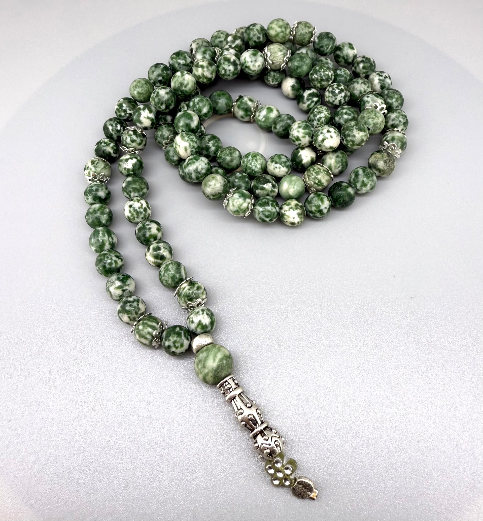 Jasper mala necklace – natural gemstone beads, handmade meditation jewelry