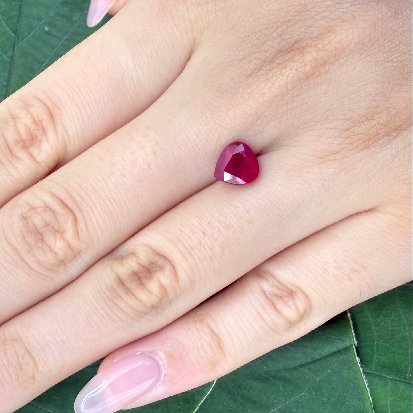 Natural Pinkish Red Ruby gemstone, pear cut