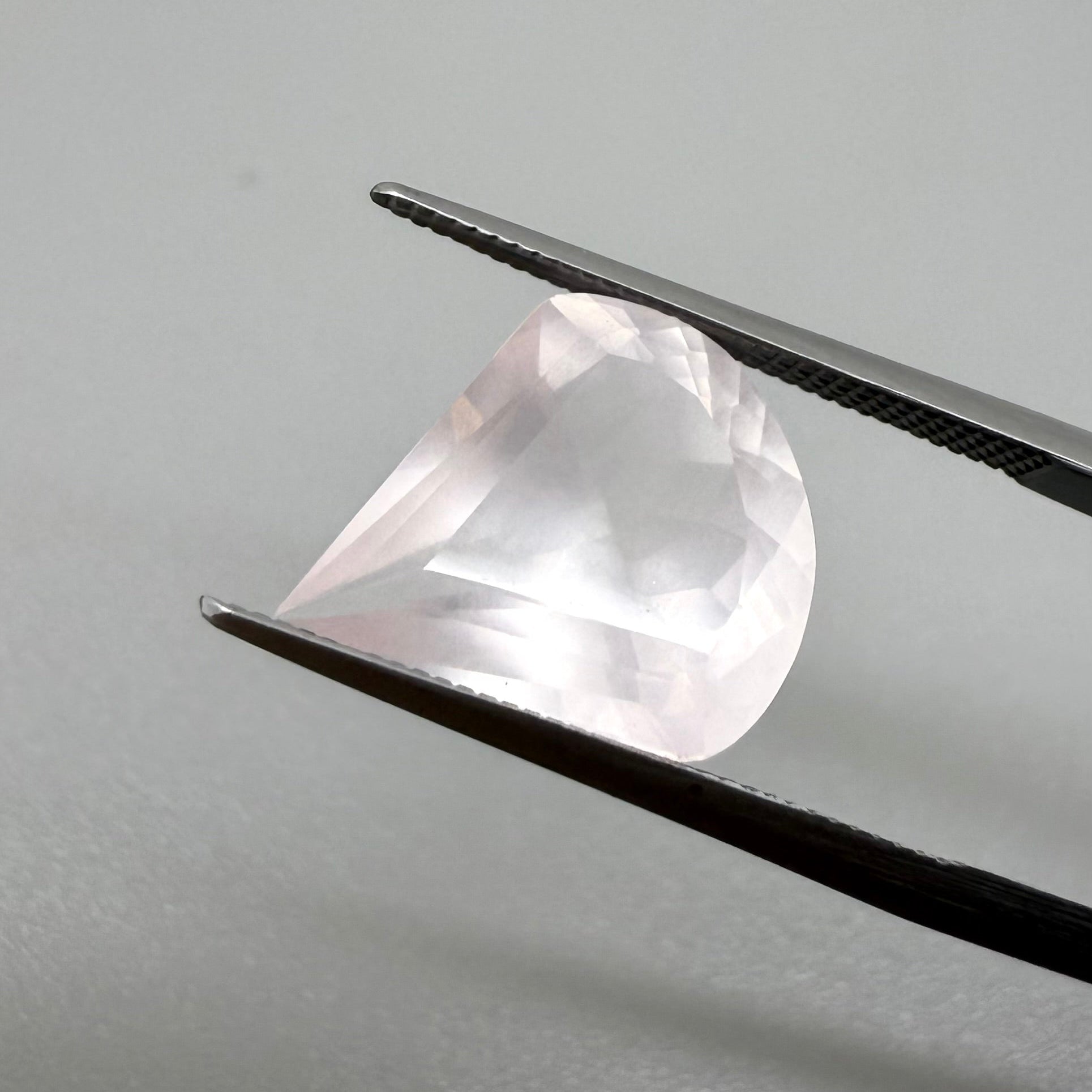 Loose Pale Pink Rose Quartz gemstone, fancy pear cut