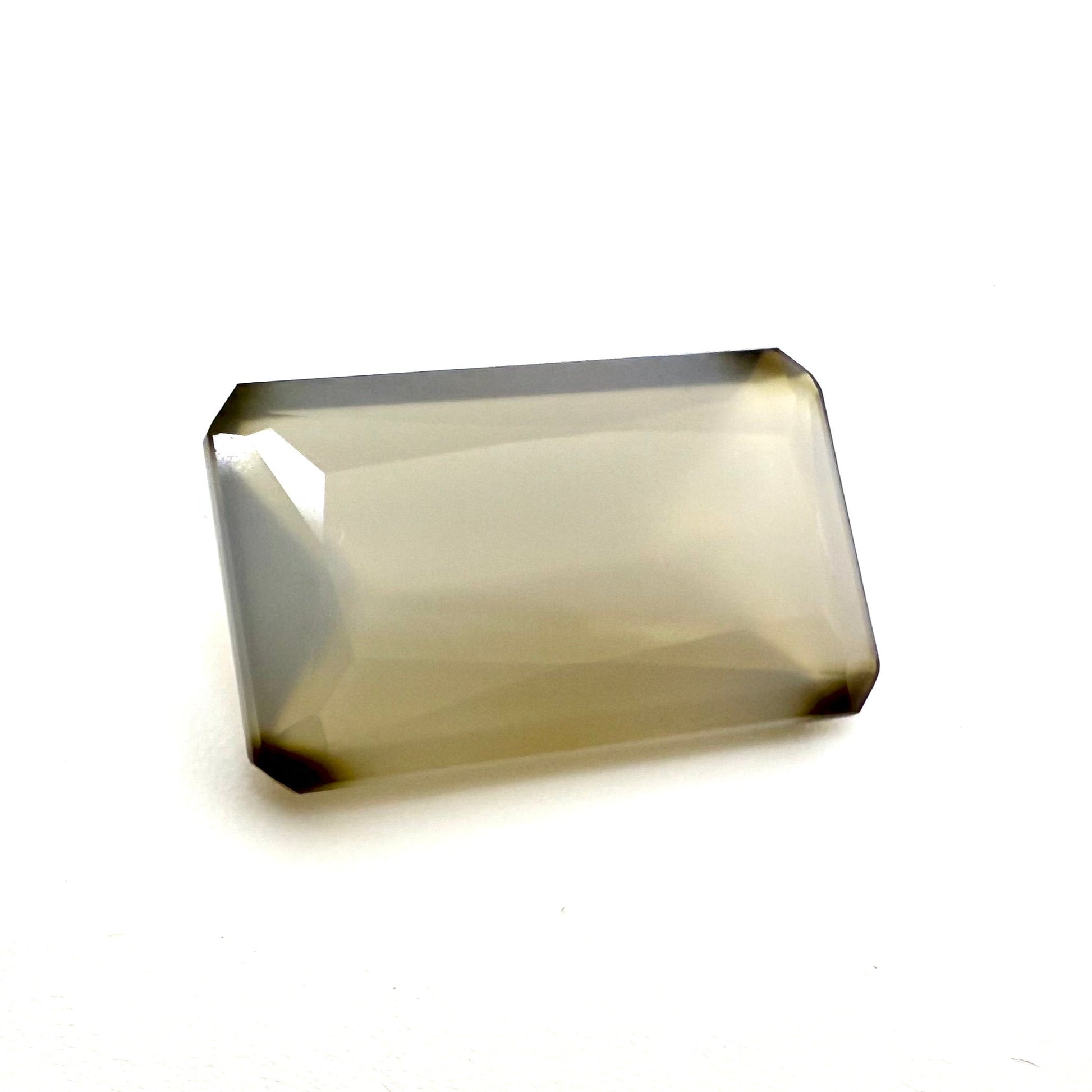 Loose brown grey Chalcedony gemstone, emerald cut