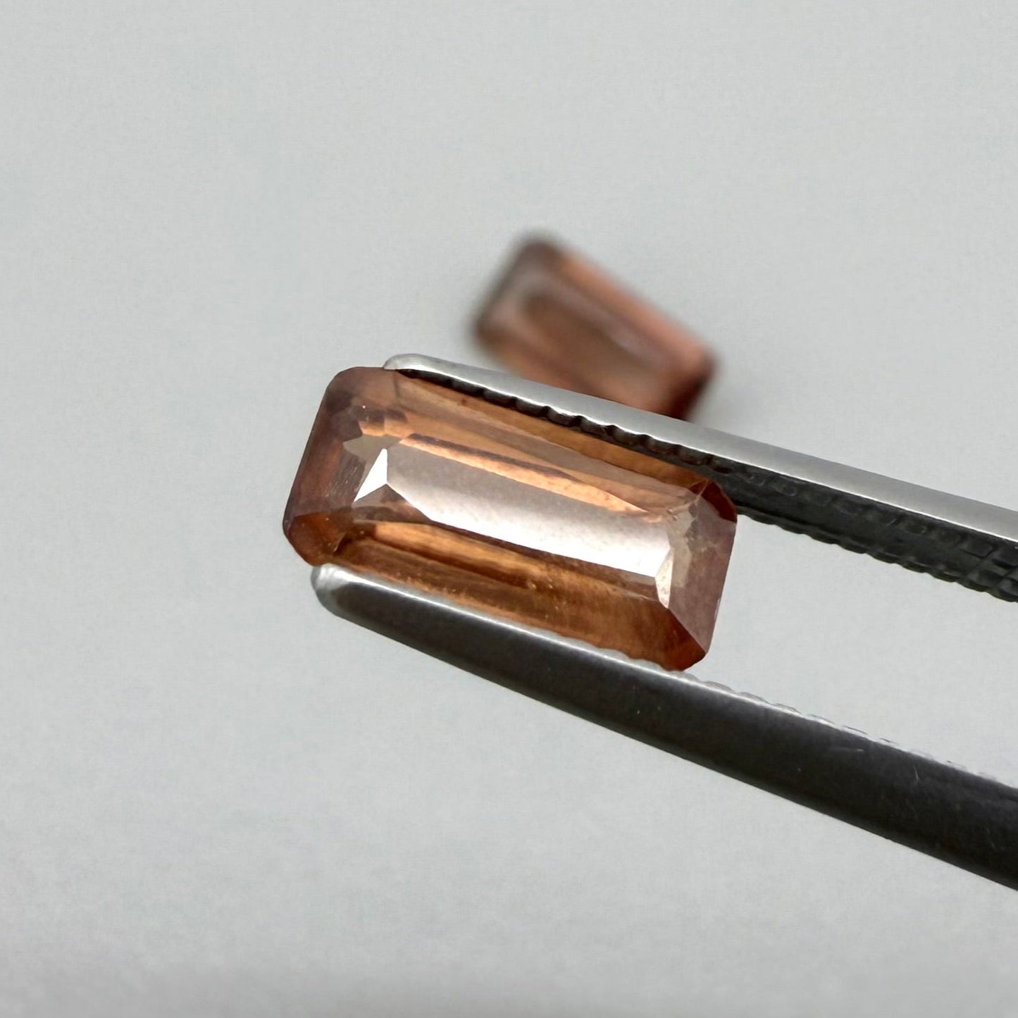 Peach Zircon Set Emerald Cut 1.89 Ct