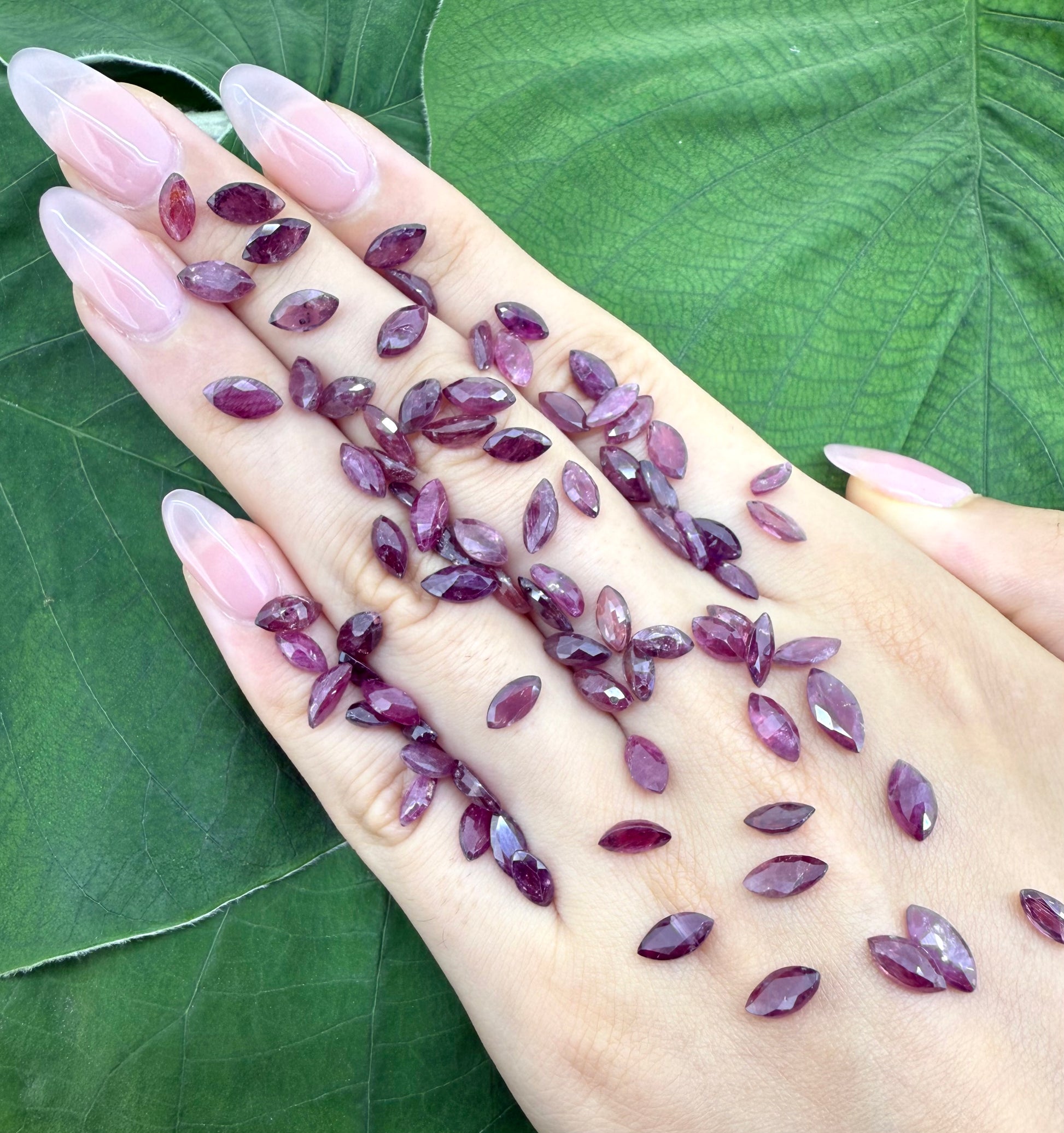 Natural Multi Red hues Ruby gemstone lot, marquise cut