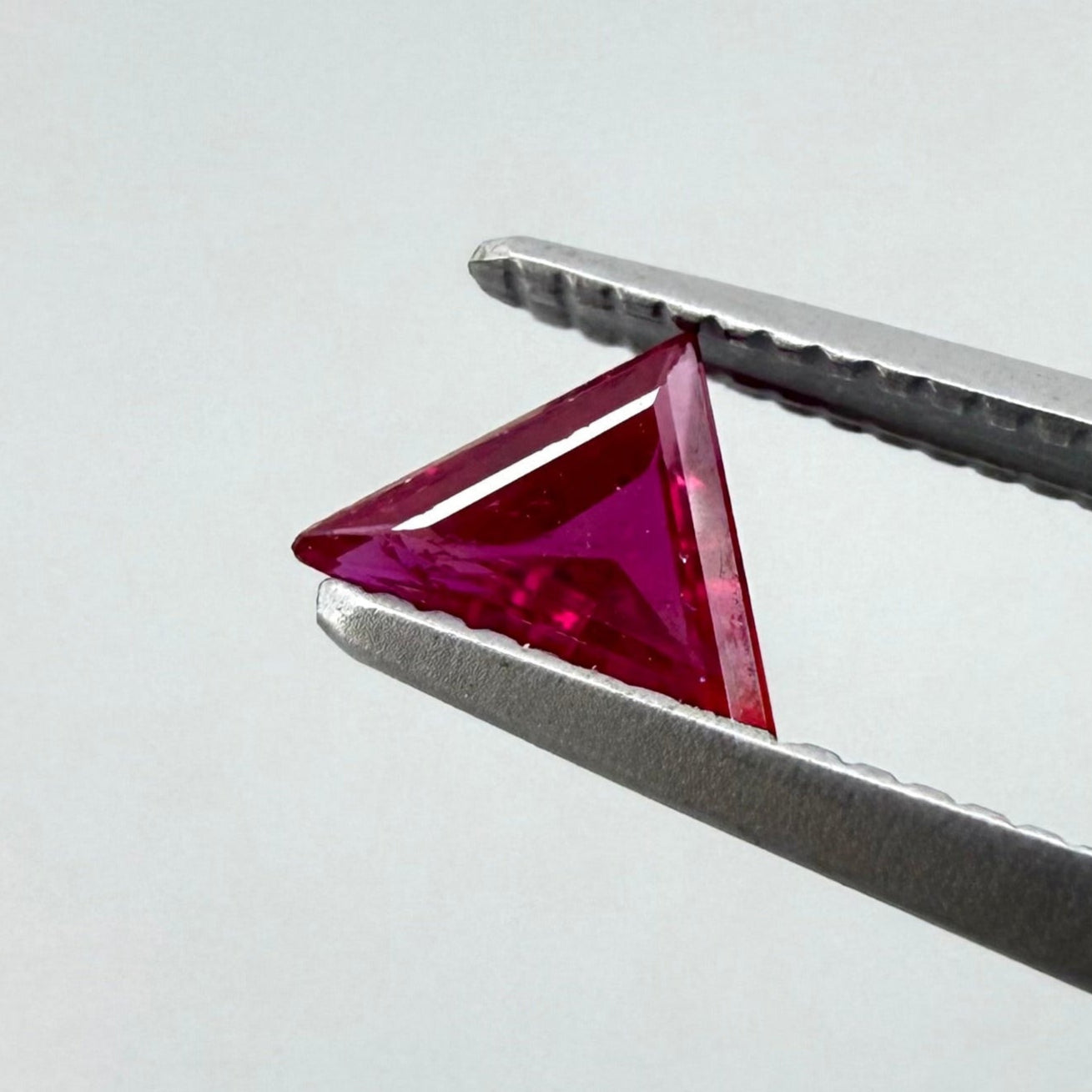 Natural Pink Red Ruby gemstone, triangle cut
