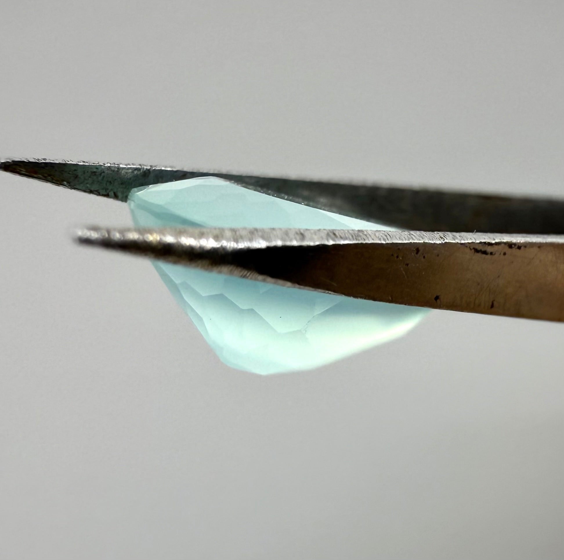 Natural Turquoise Chalcedony gemstone, pendeloque cut.