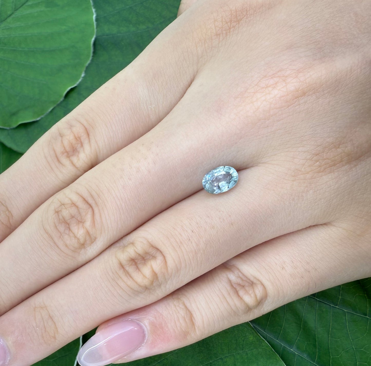 Bi-Color (Pale Green Pale Blue) Sapphire Oval 1.2 Ct