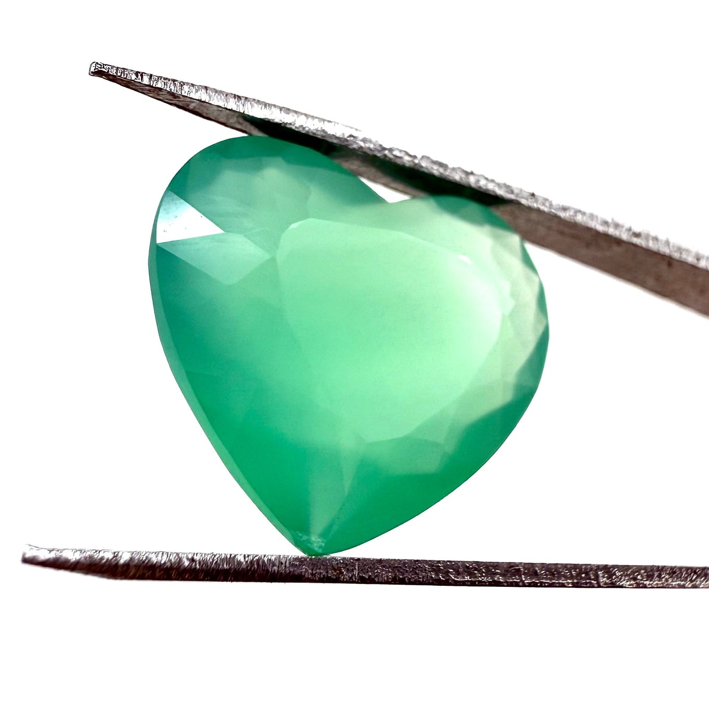 Pale Green Chalcedony Heart 7.36 Ct
