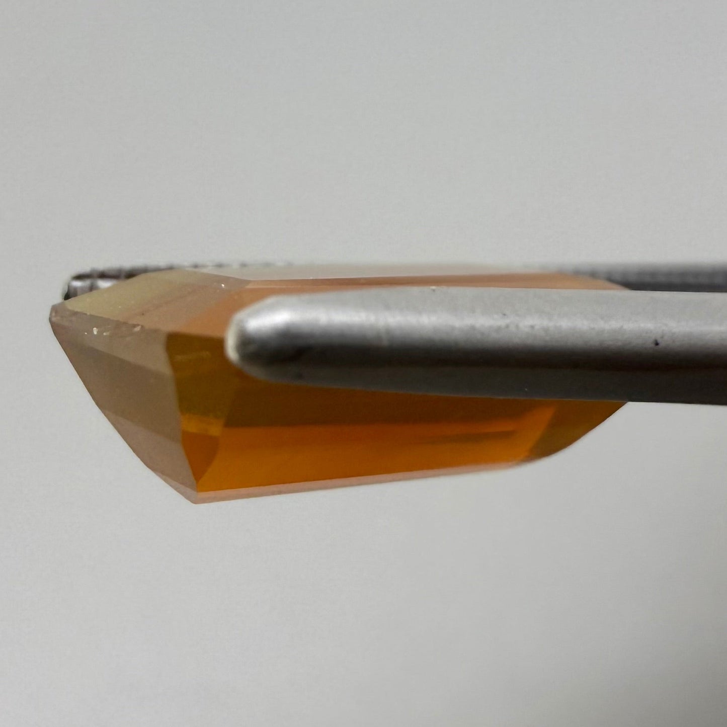 Natural Orange Fire Opal gemstone, emerald cut
