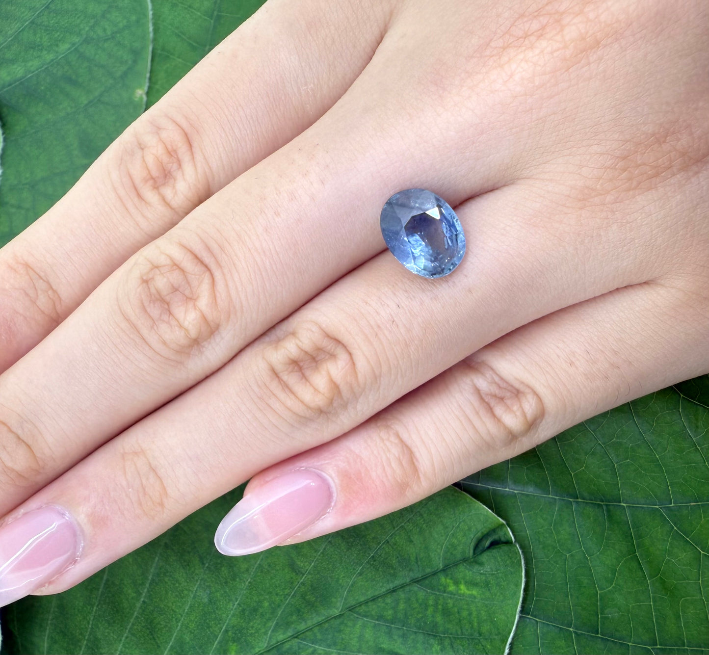 Pale Blue Sapphire Oval 3.41 Ct