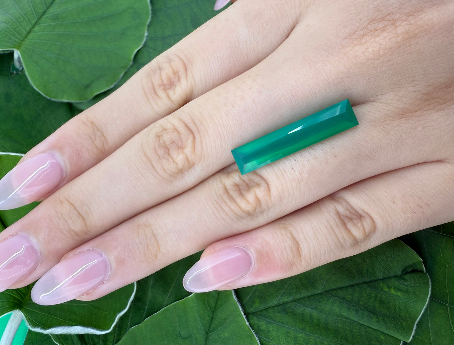 Vibrant Green Chalcedony Baguette 4.85 Ct
