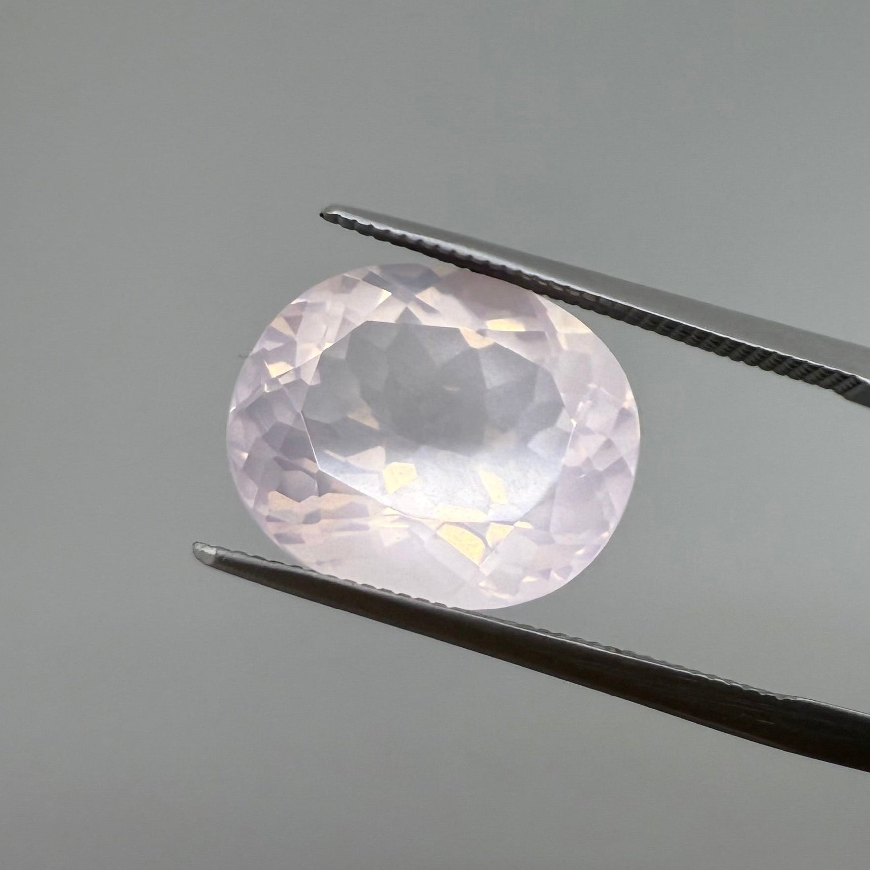 Loose Pale Pink Rose Quartz gemstone, cushion shape