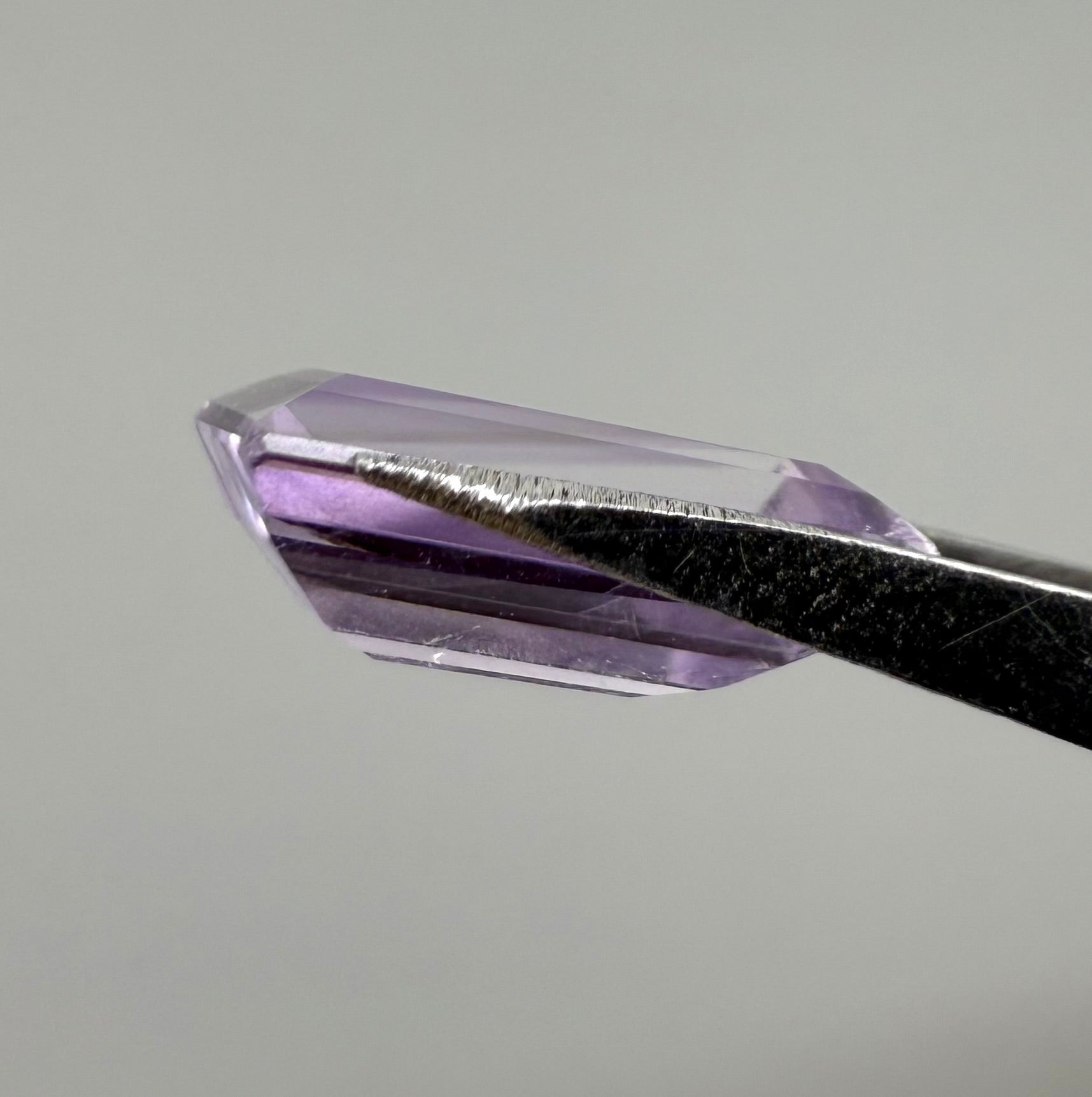 Natural Light Purple Amethyst gemstone, rectangular cut