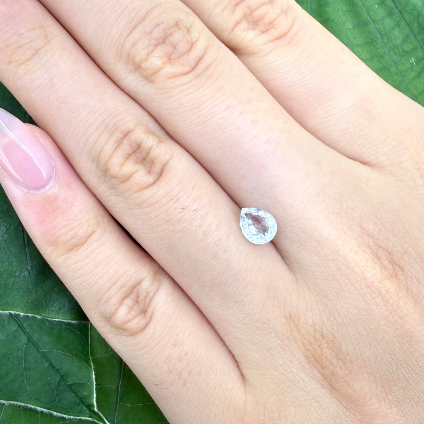Natural Pale Blue Aquamarine gemstone, pear cut