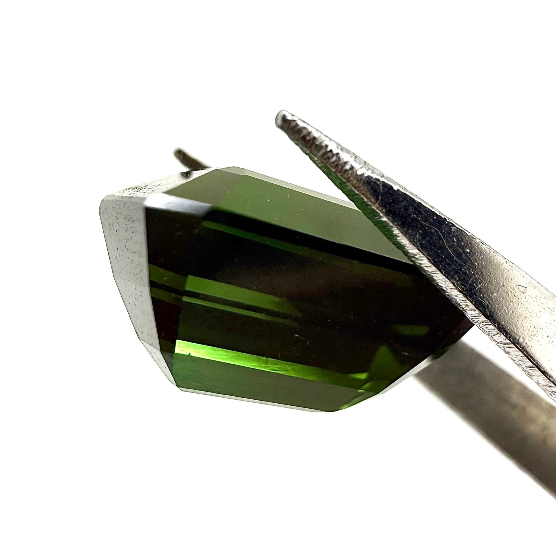 Loose Green Tourmaline gemstone, emerald cut