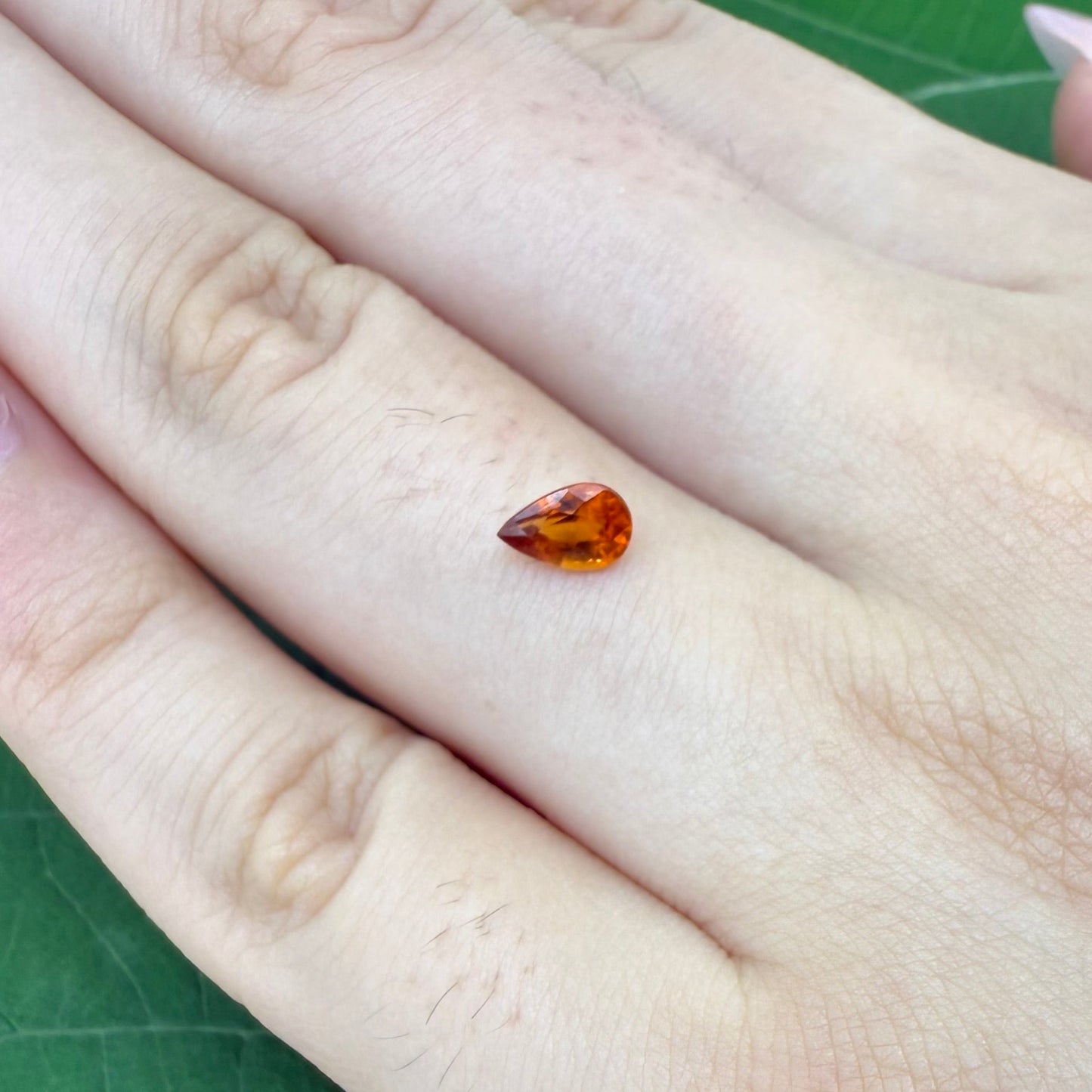 Natural Fiery Orange Spessartine gemstone, pear cut