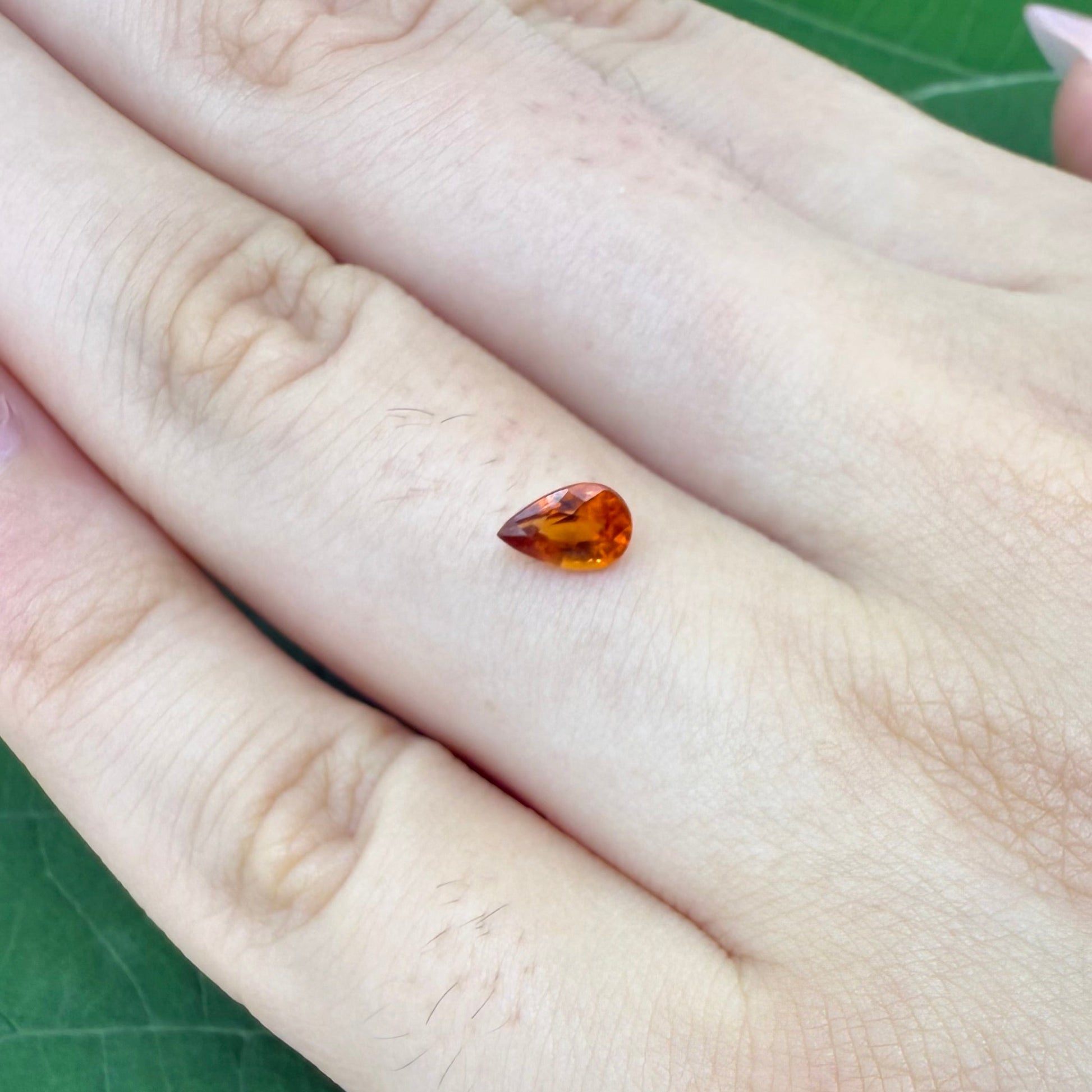 Natural Fiery Orange Spessartine gemstone, pear cut