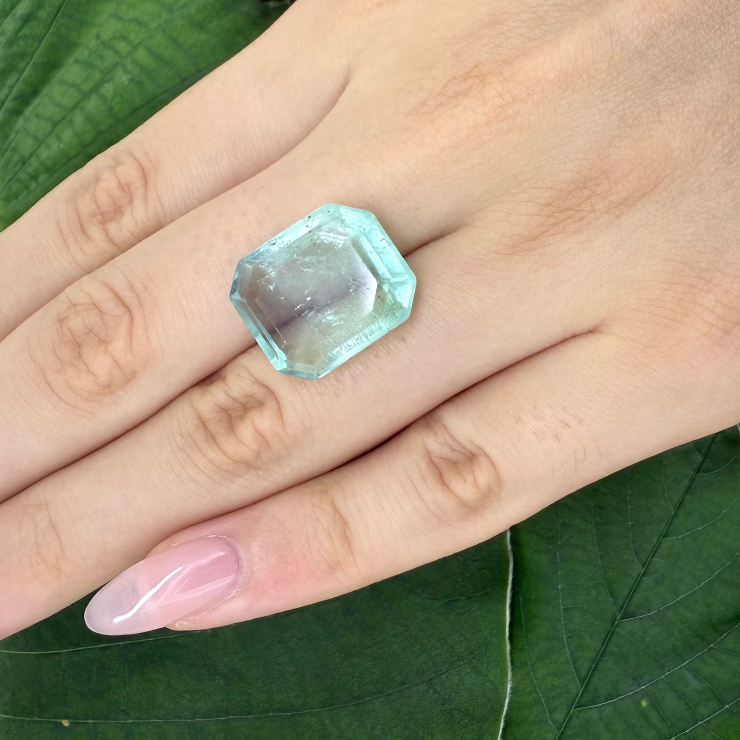 Pastel Turquoise Fluorite Emerald cut 17.9 Ct