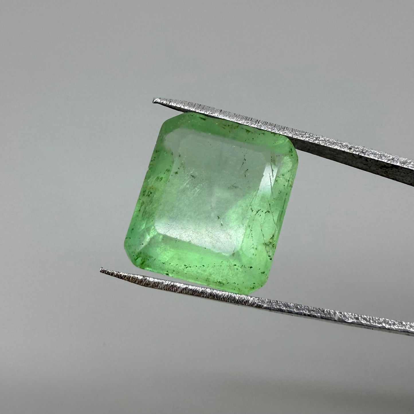 Big Turquoise Green Fluorite Emerald Cut 12.7 Ct