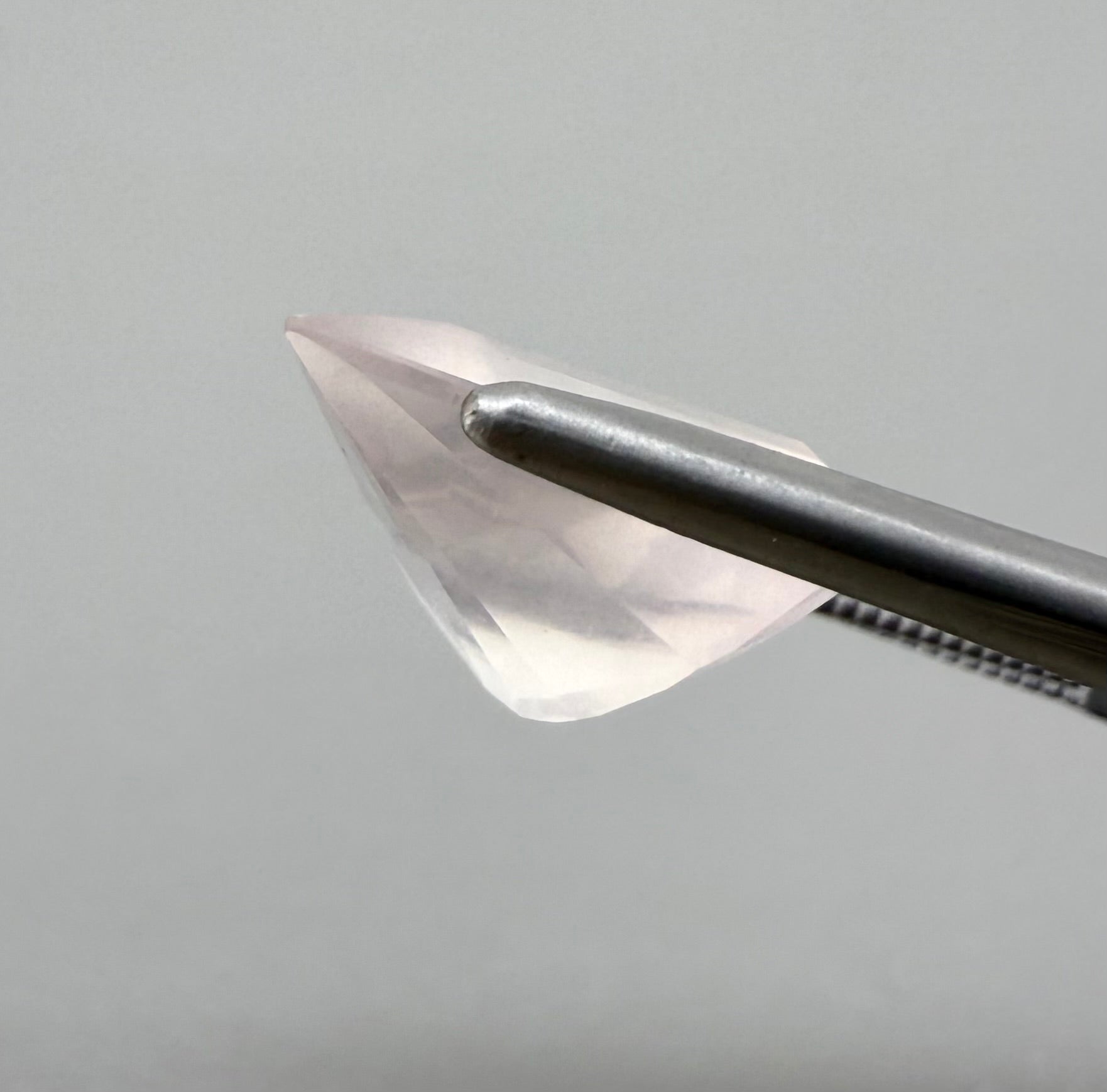 Loose Pale Pink Rose Quartz gemstone, fancy pear cut