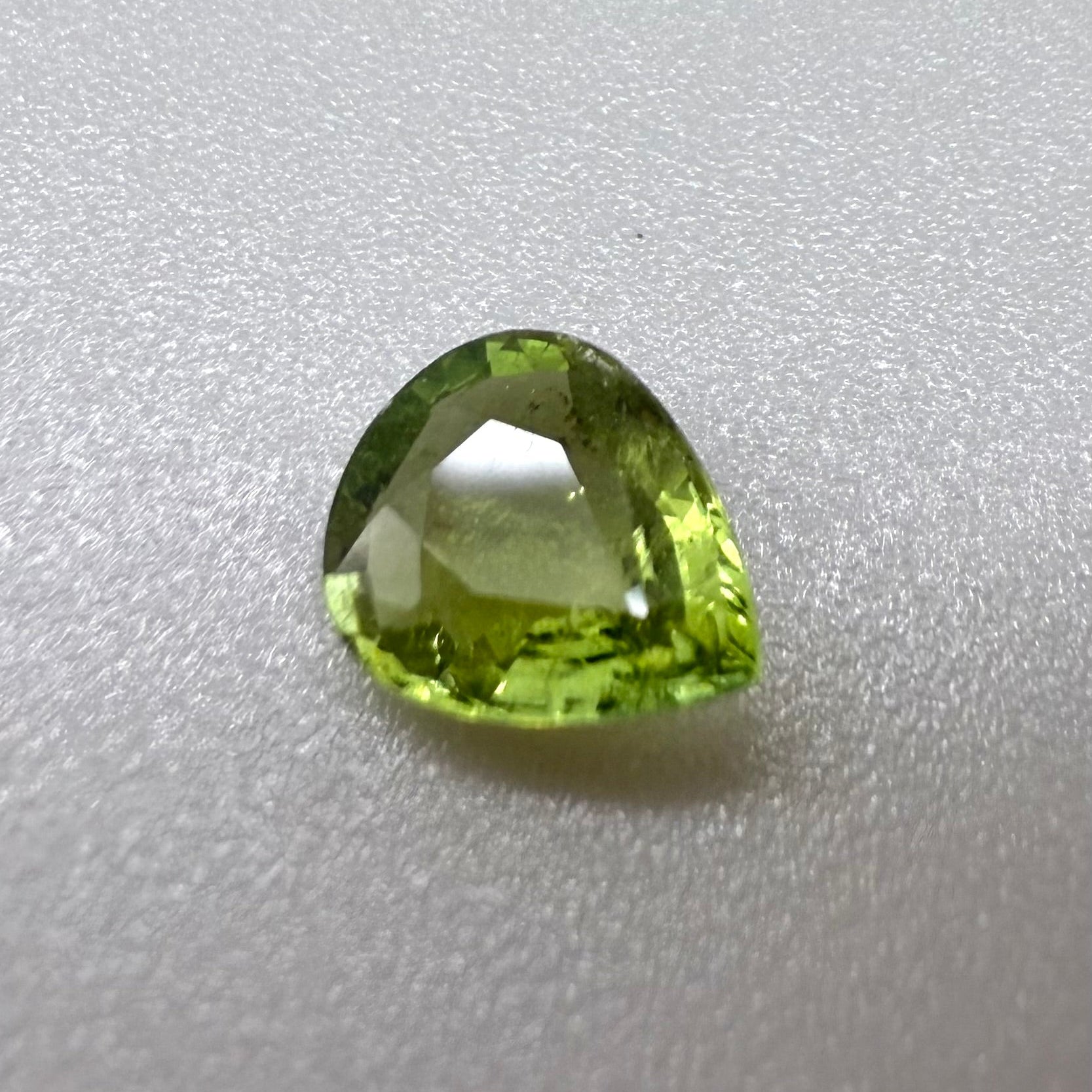 Natural Yellowish Green Tourmaline gemstone, pear cut