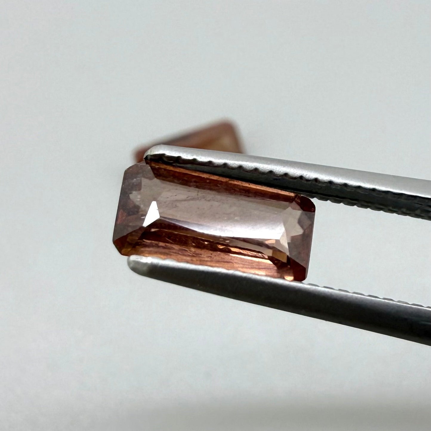 Peach Zircon Set Emerald Cut 1.89 Ct