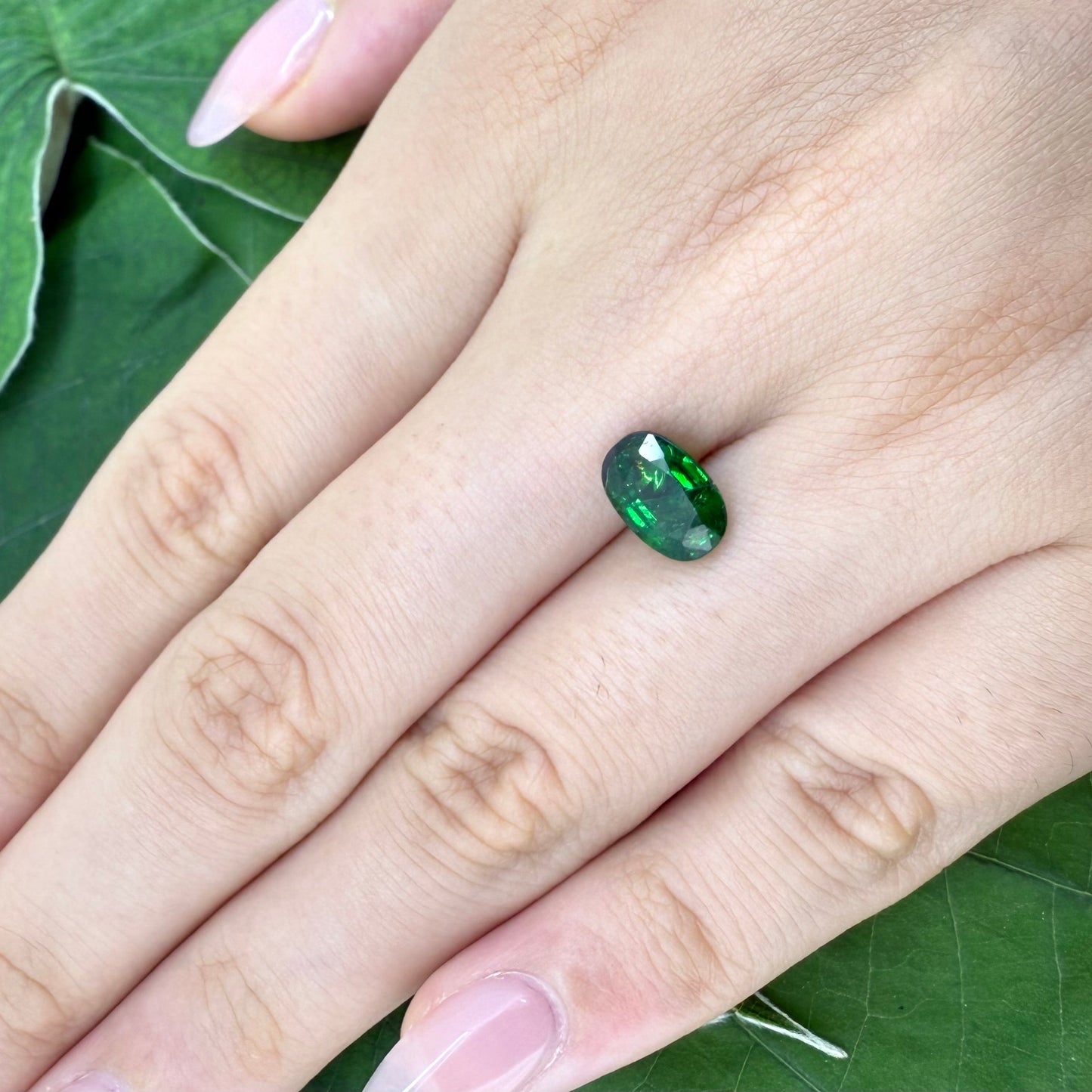 Natural Vibrant Green Tsavorite gemstone, oval cut