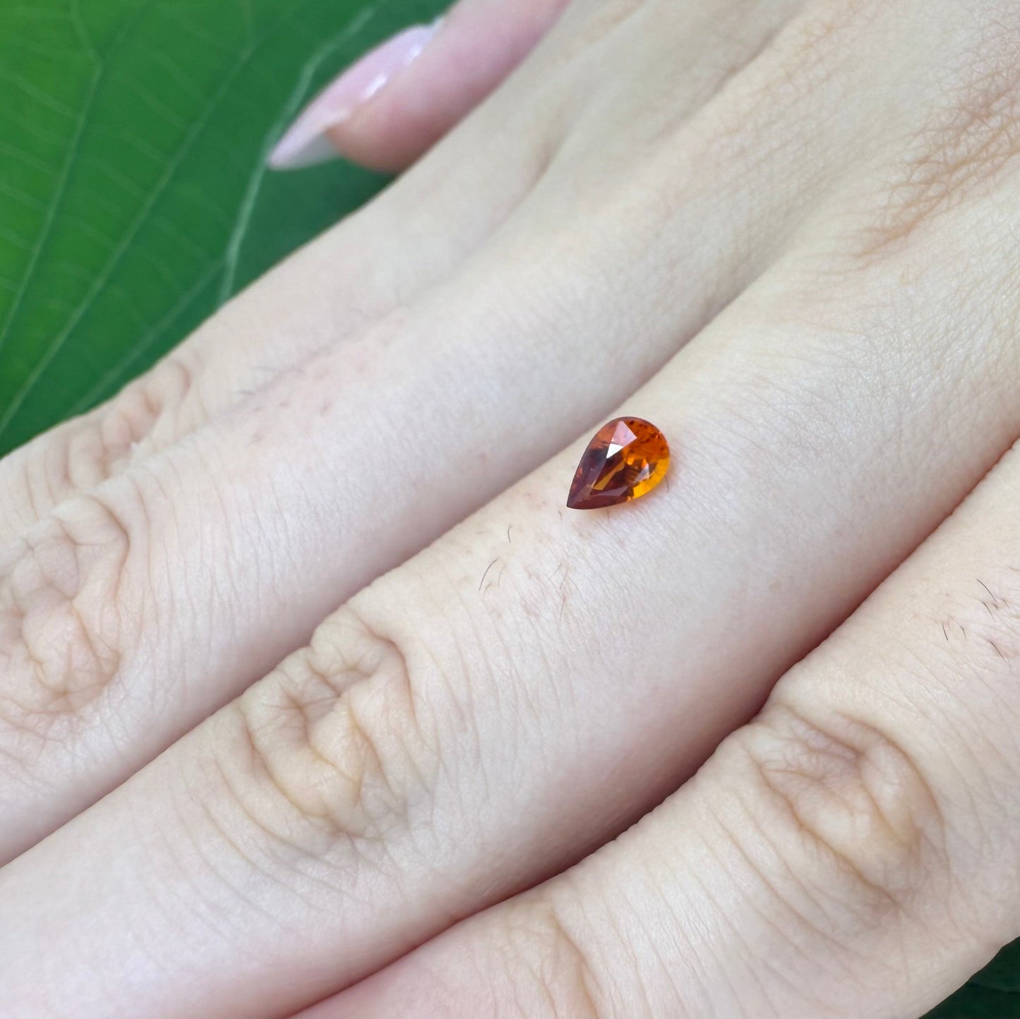 Natural Fiery Orange Spessartine gemstone, pear cut