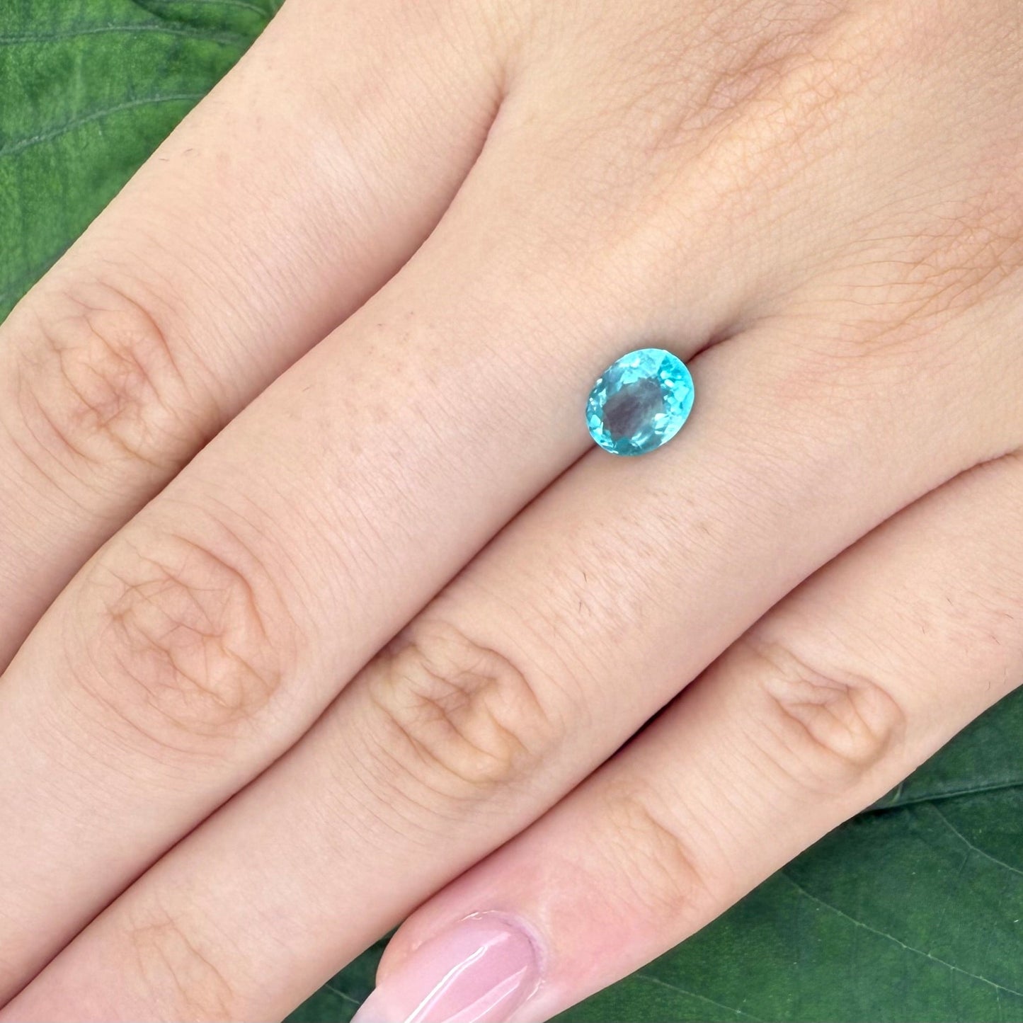 Loose Vibrant Turquoise Apatite gemstone, oval cut