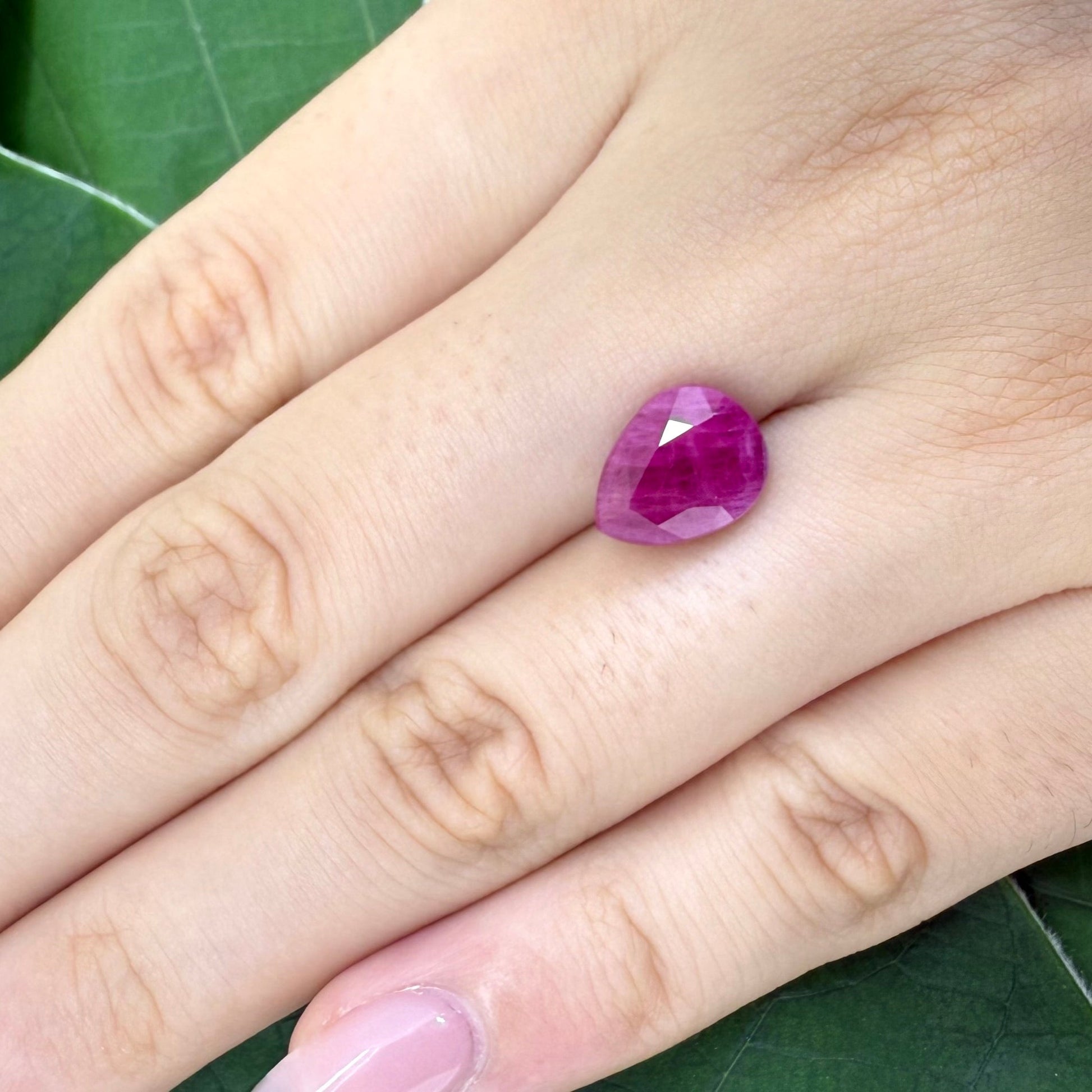Natural Pink Red Ruby gemstone, pear cut