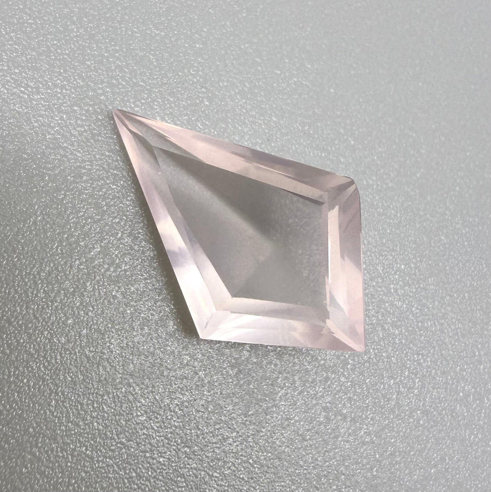Loose Pale Pink Rose Quartz gemstone, kite cut
