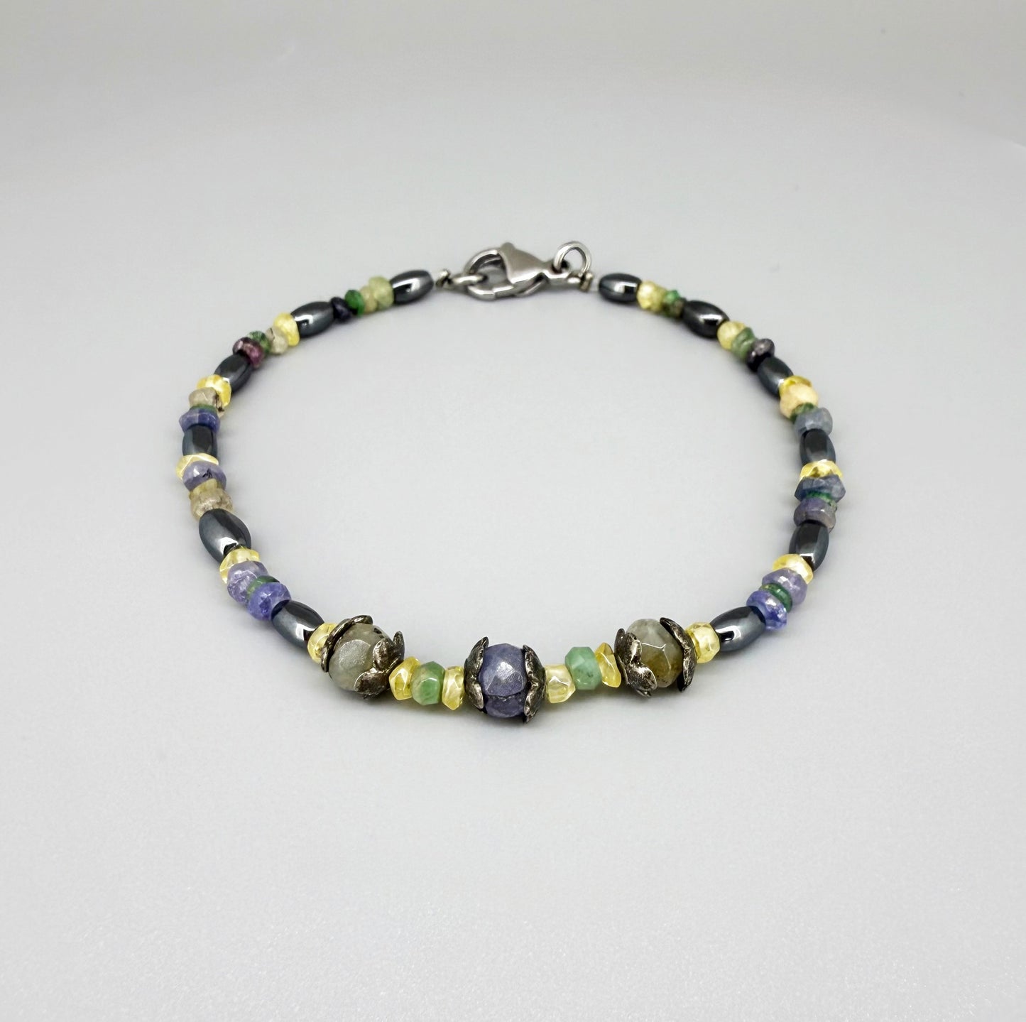 Sapphire & Hematite Beaded Bracelet