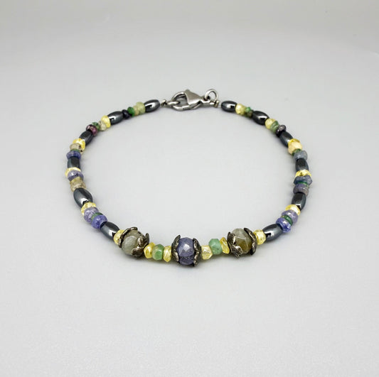Sapphire & Hematite Beaded Bracelet