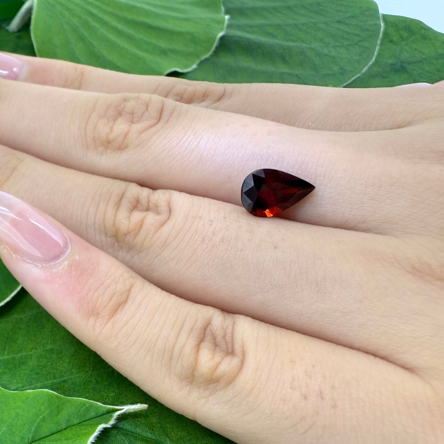 Natural Red Pyrope Garnet gemstone, pear cut