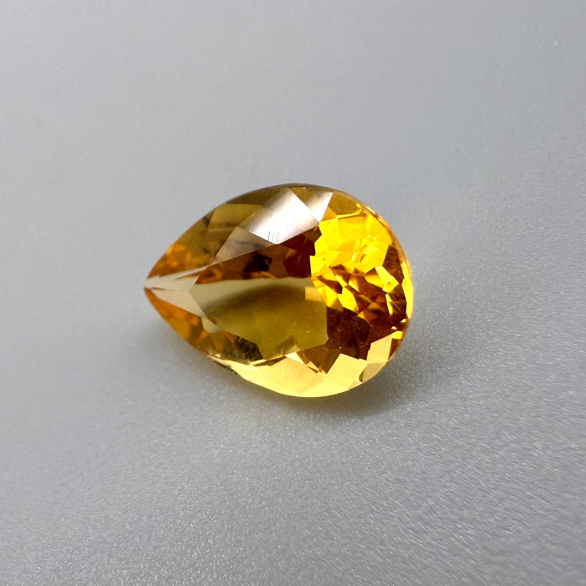 Natural Gold Citrine gemstone, pear cut